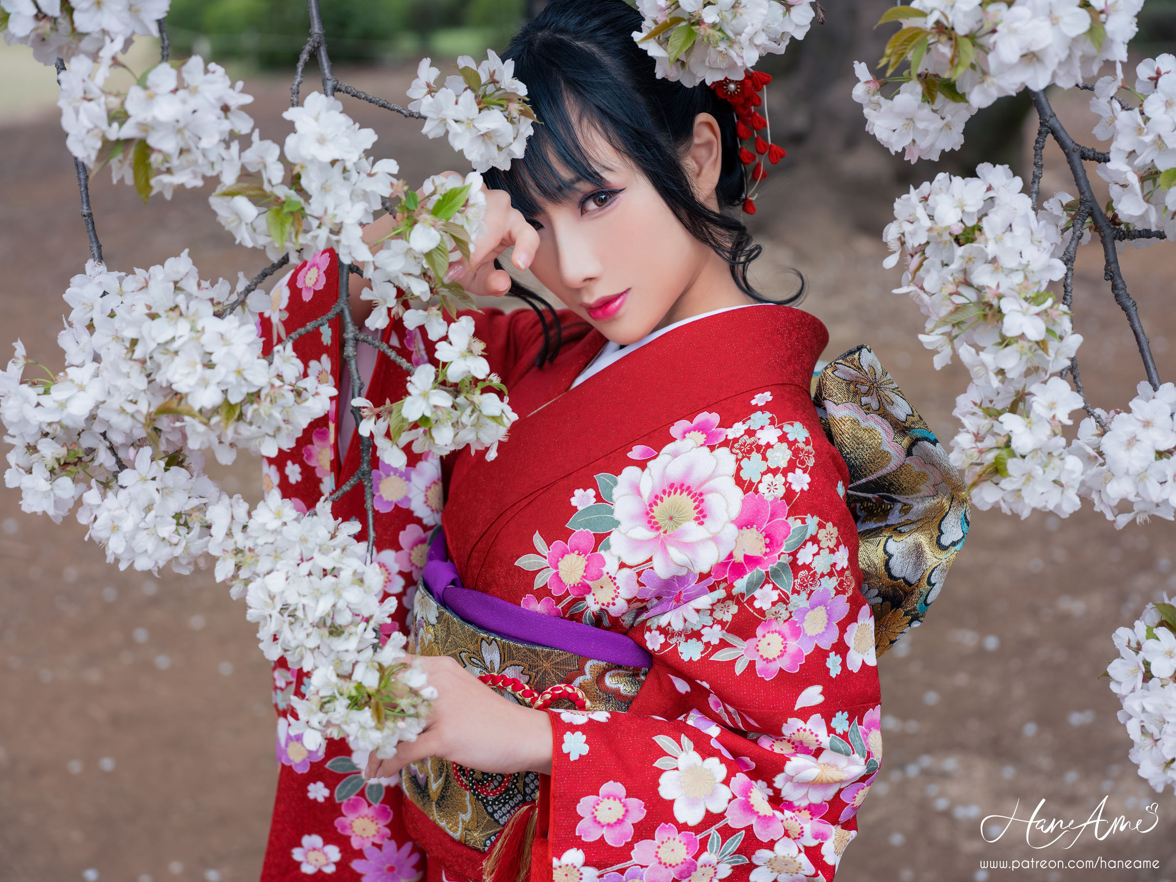 [COS福利] Hane Ame 雨波 - 赤紅和服第7张