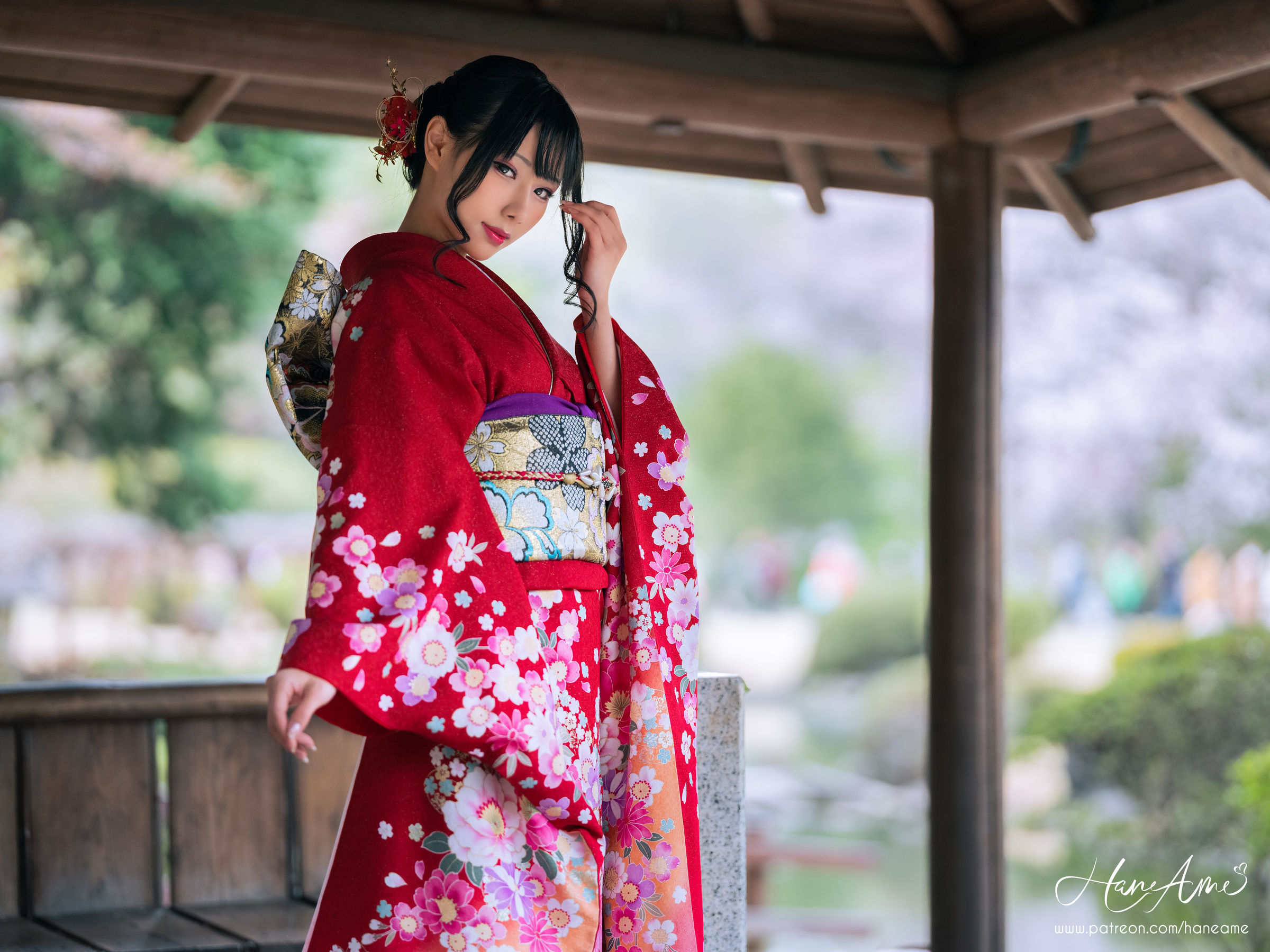[COS福利] Hane Ame 雨波 - 赤紅和服第12张