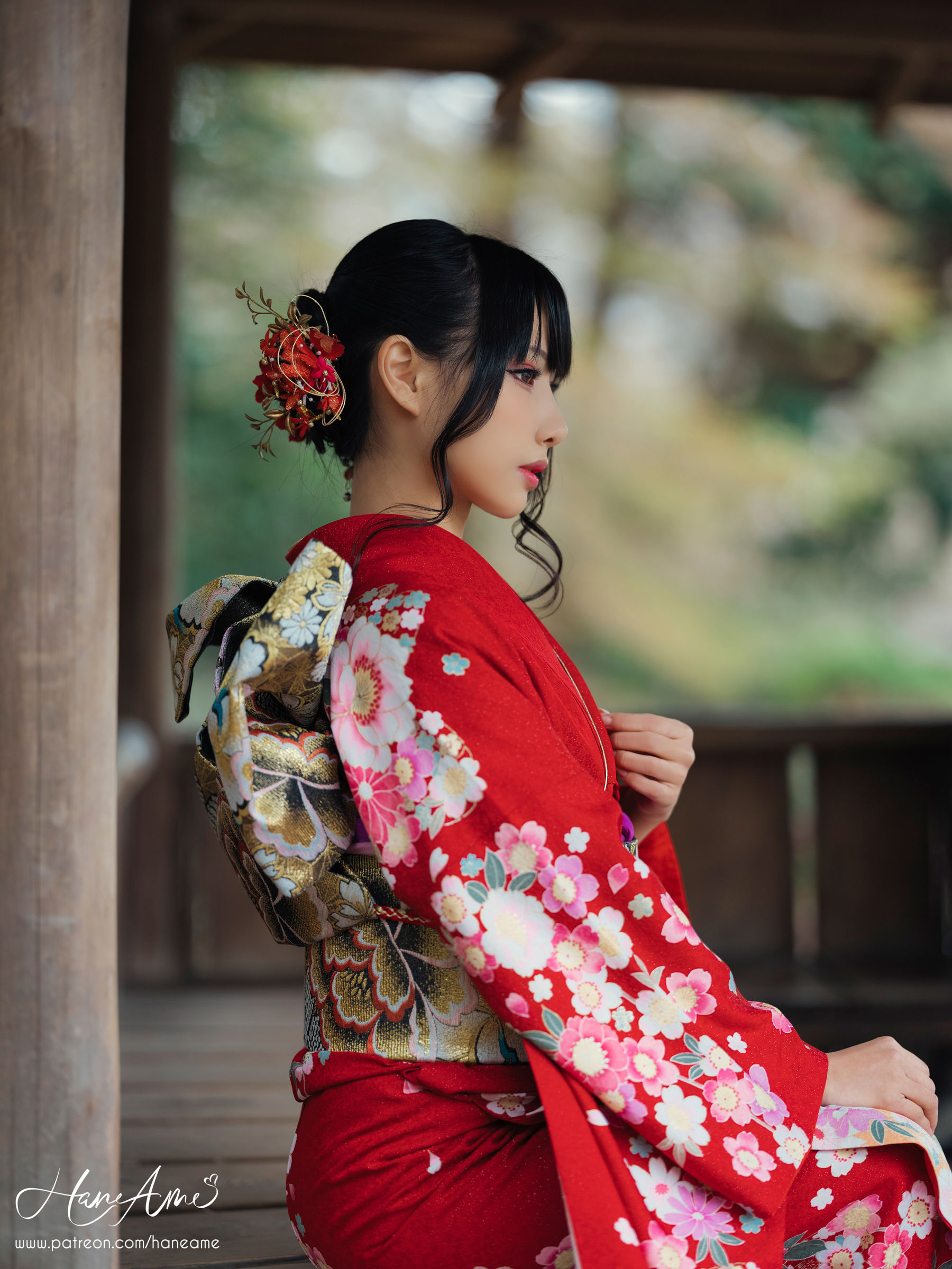 [COS福利] Hane Ame 雨波 - 赤紅和服第11张