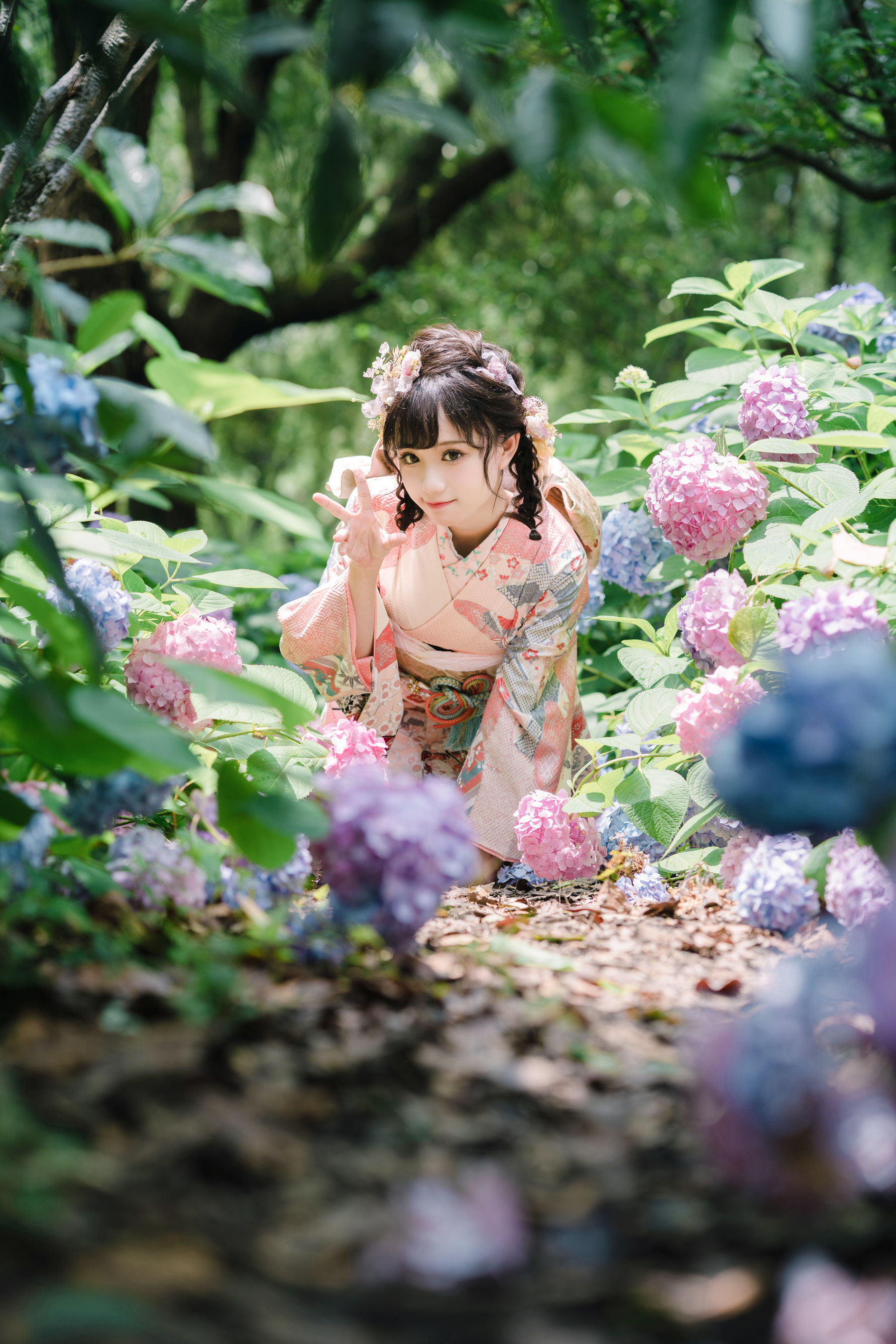[福利COS] 花柒Hana - 绣球花和服第6张