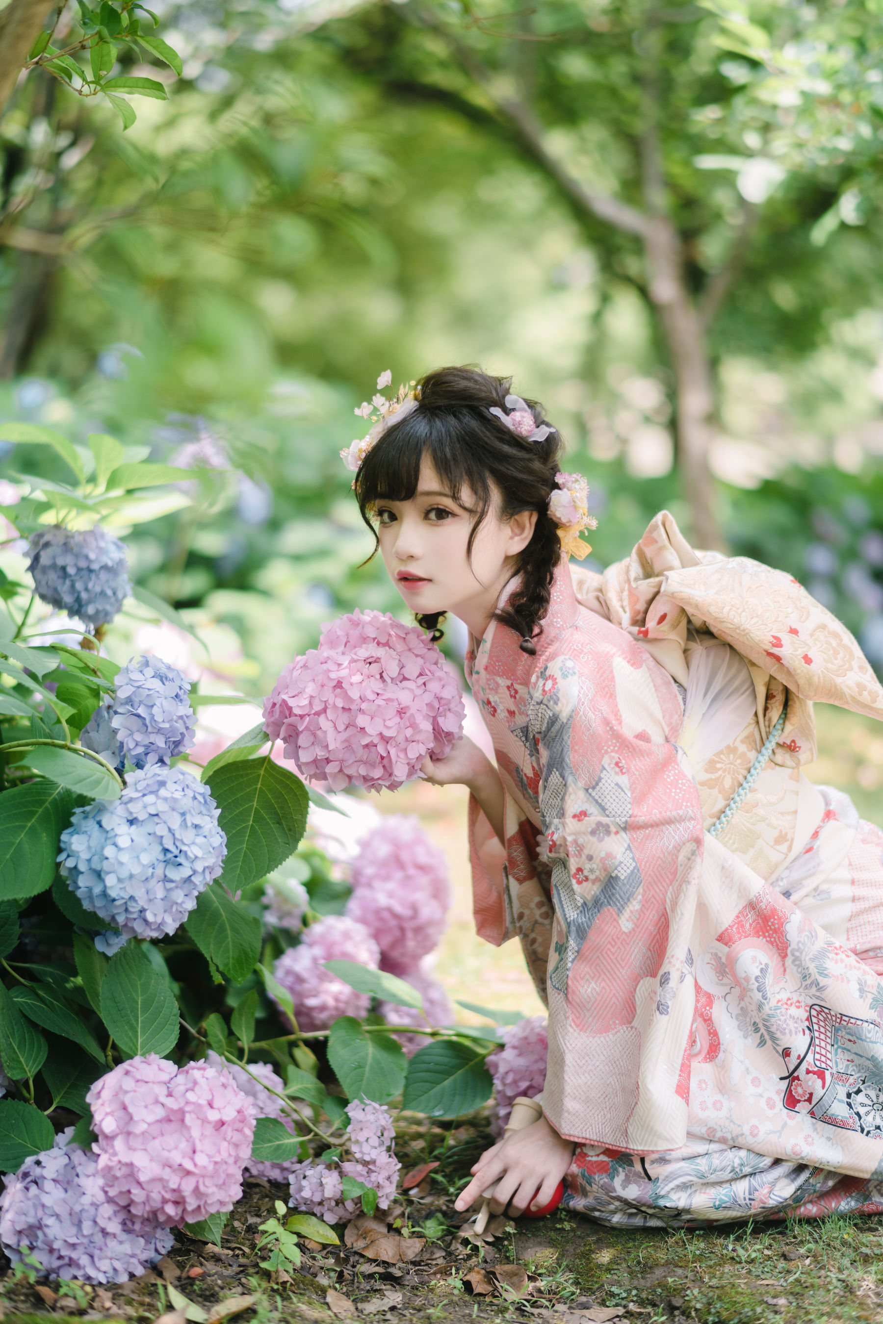 [福利COS] 花柒Hana - 绣球花和服第4张