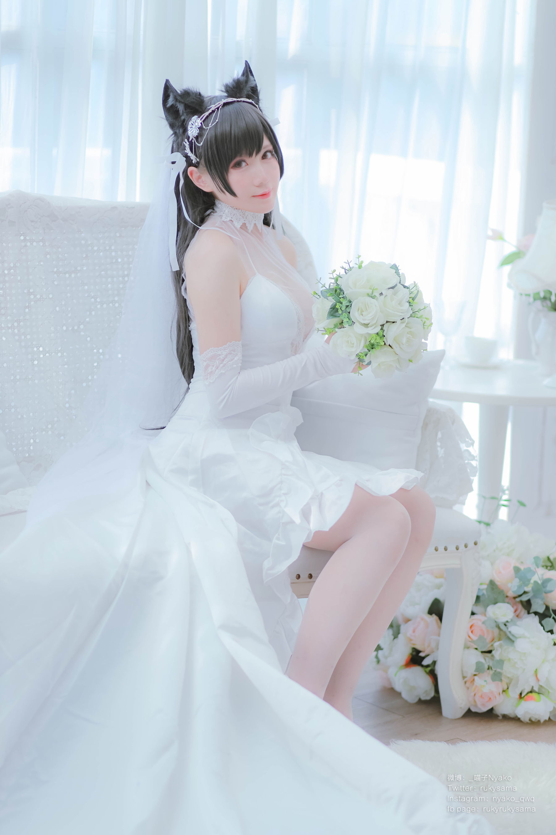 [福利COS] 萌妹子Nyako喵子 - 爱宕婚纱第5张