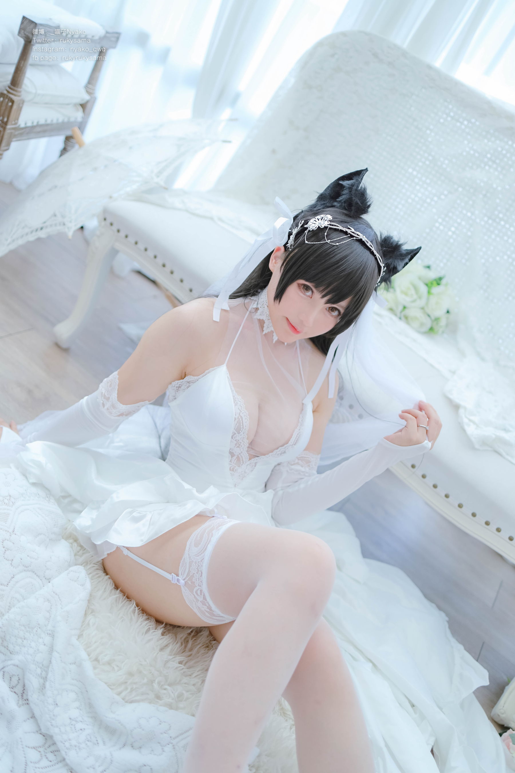 [福利COS] 萌妹子Nyako喵子 - 爱宕婚纱第16张