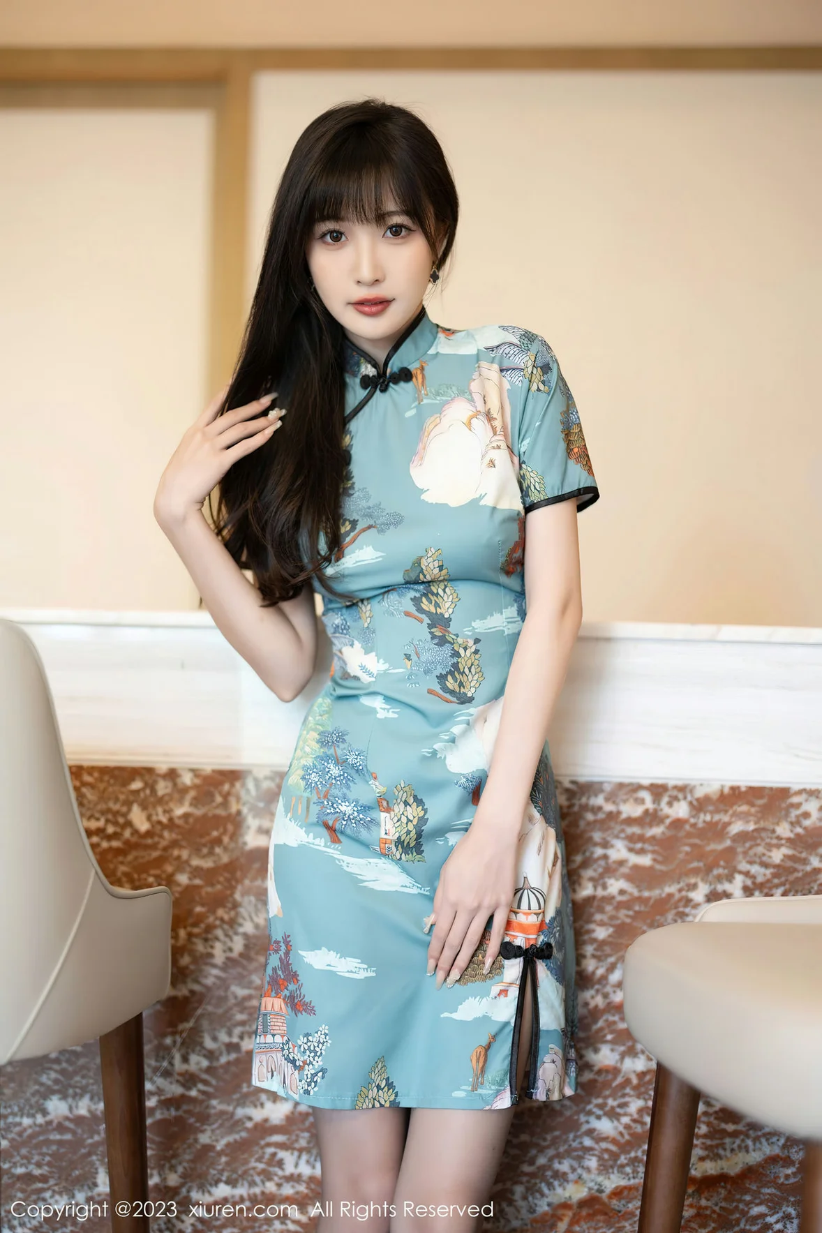  XiuRen 秀人 No.6953 林星阑 绿色旗袍性感写真 [82P]第2张