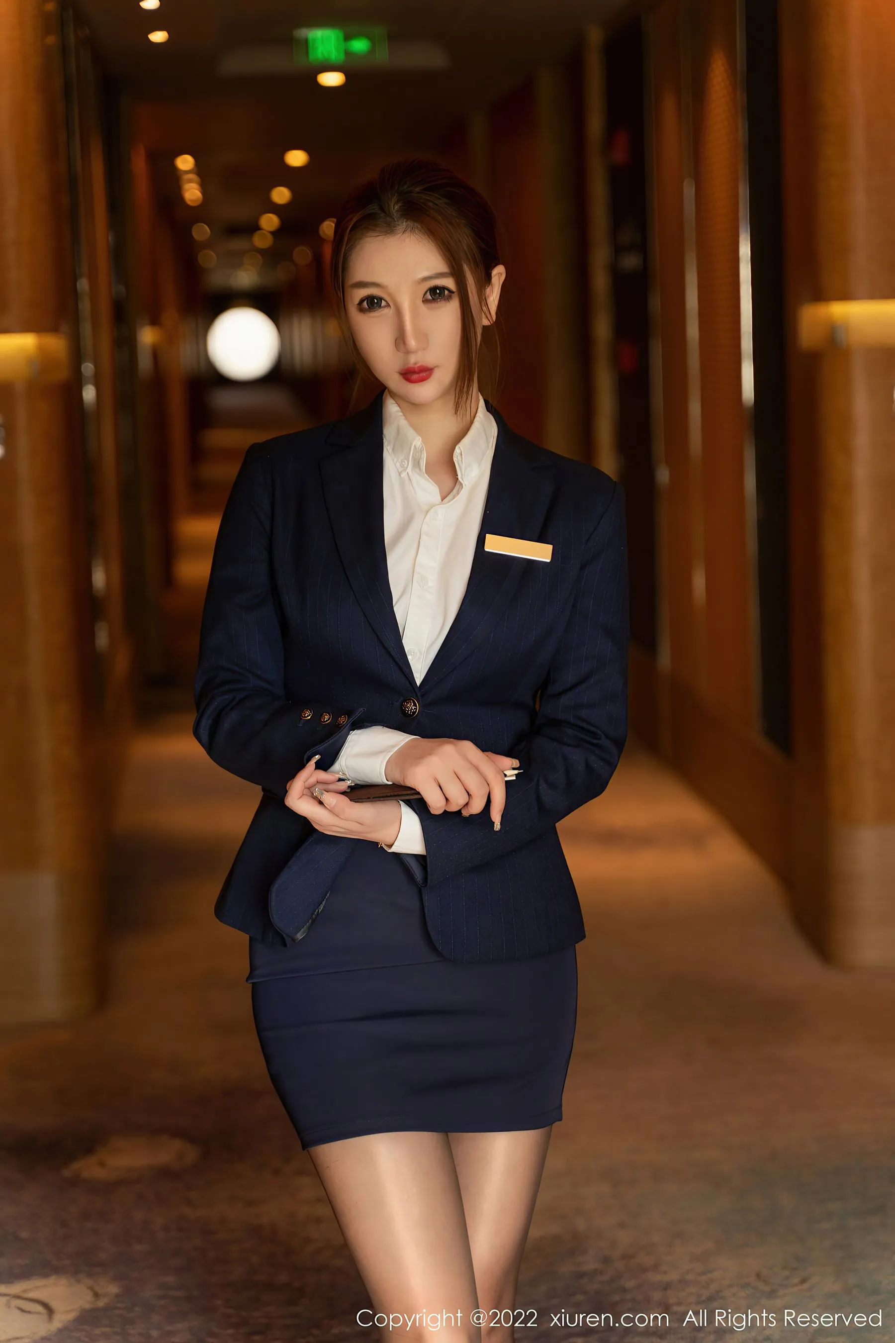  秀人网 No.5918 顾乔楠Cora 制服黑丝第14张