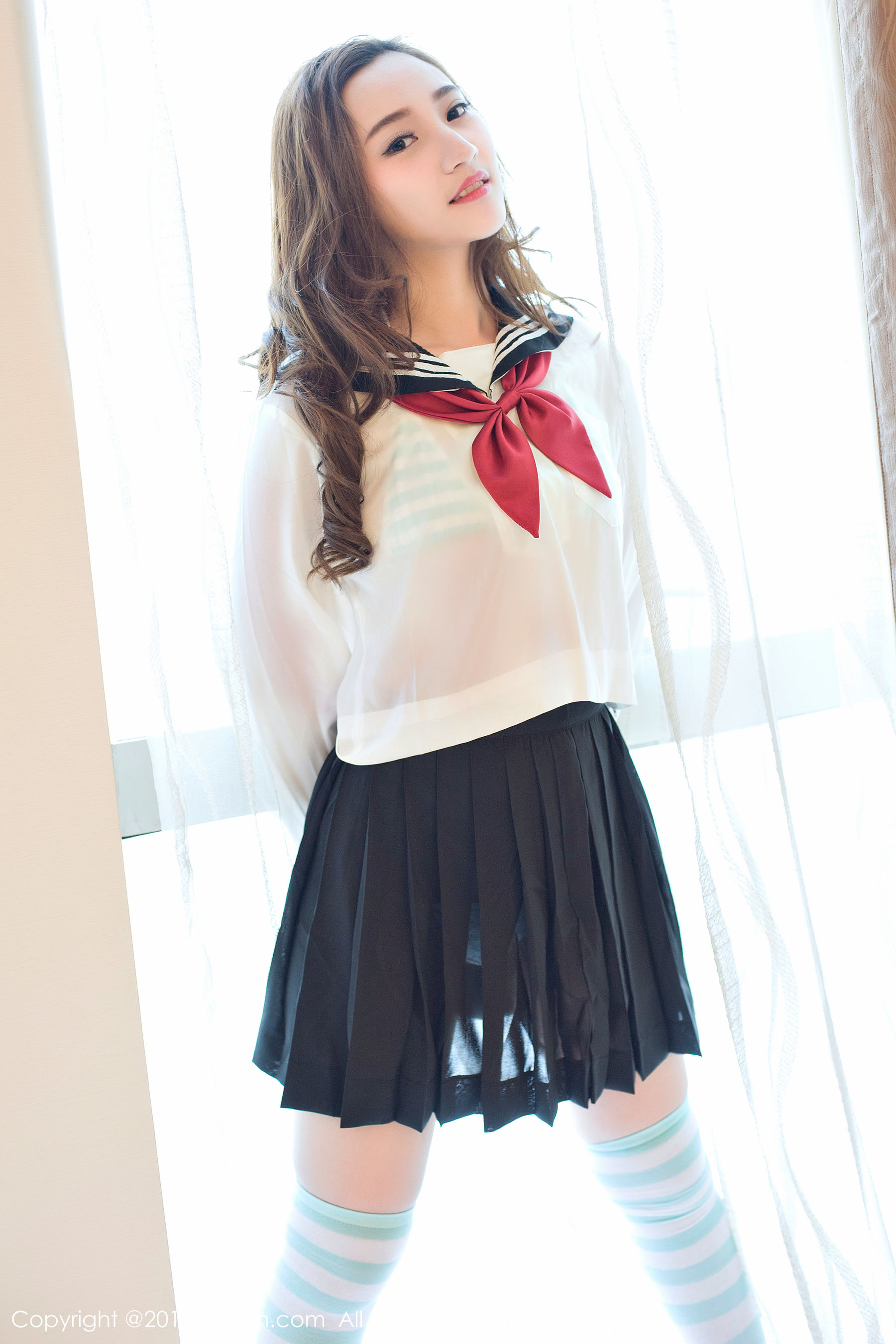  翟奥奥baby《日系学生透明制服、日系卡哇伊内衣、粉红色内衣》 秀人网XIUREN No.673第10张