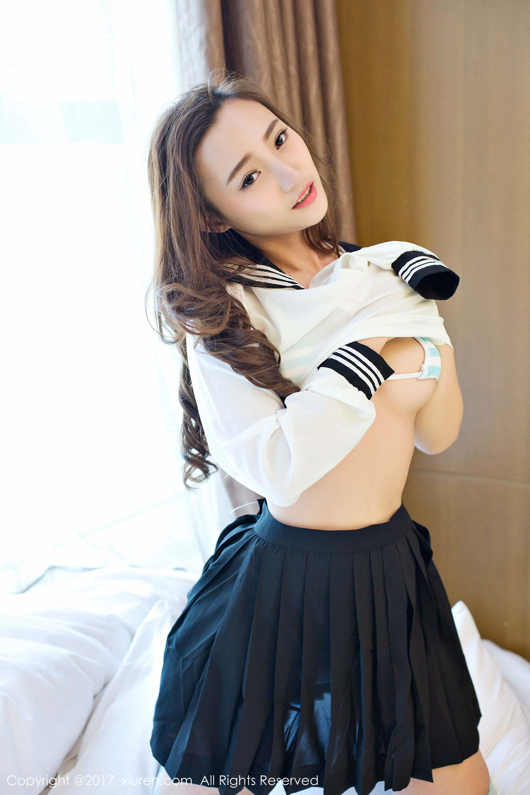  翟奥奥baby《日系学生透明制服、日系卡哇伊内衣、粉红色内衣》 秀人网XIUREN No.673第14张