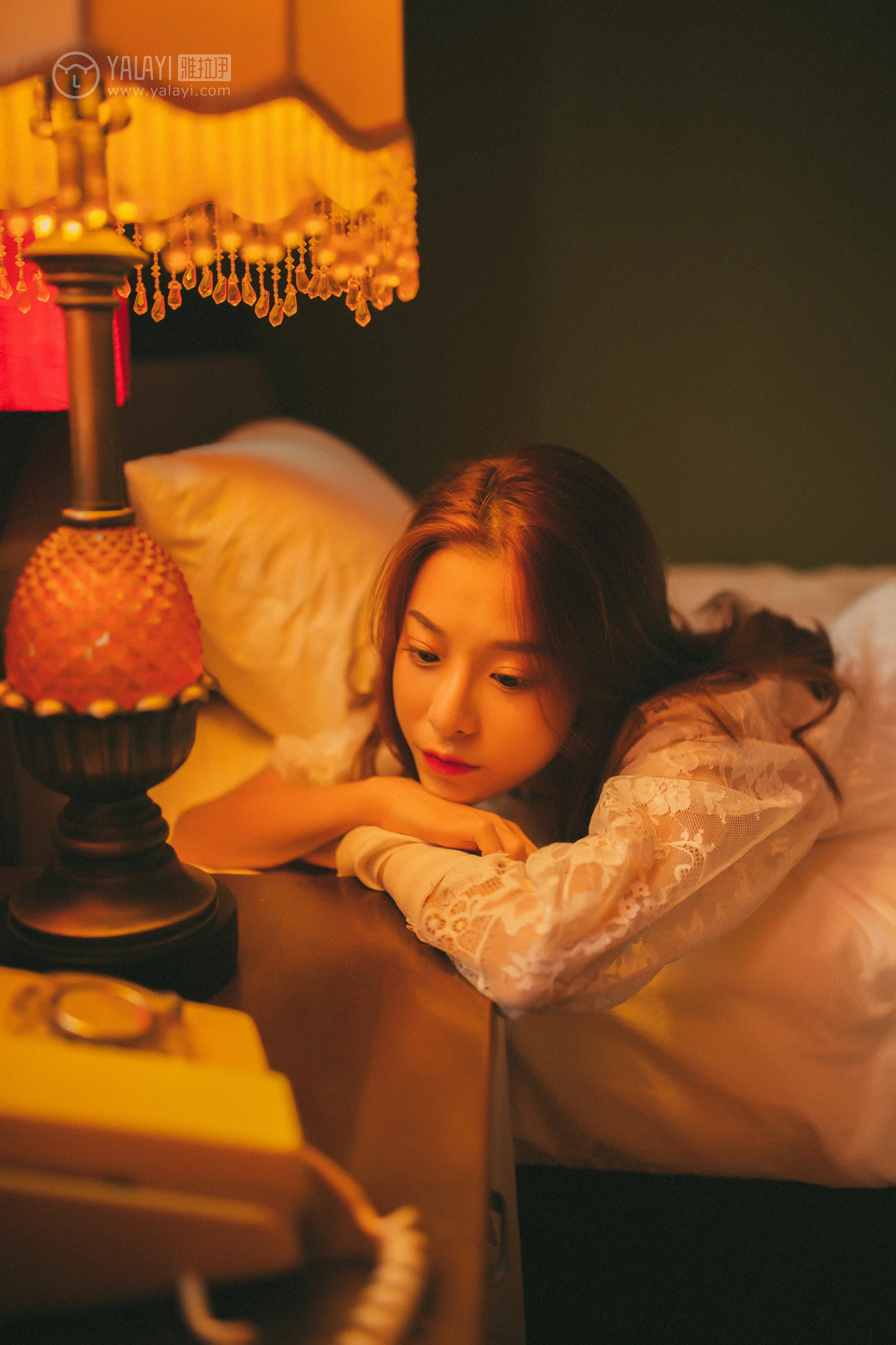 [YALAYI雅拉伊]NO.116 我在等你 倩微微 透视镂空睡衣加白色蕾丝情趣内衣性感私房写真集第8张
