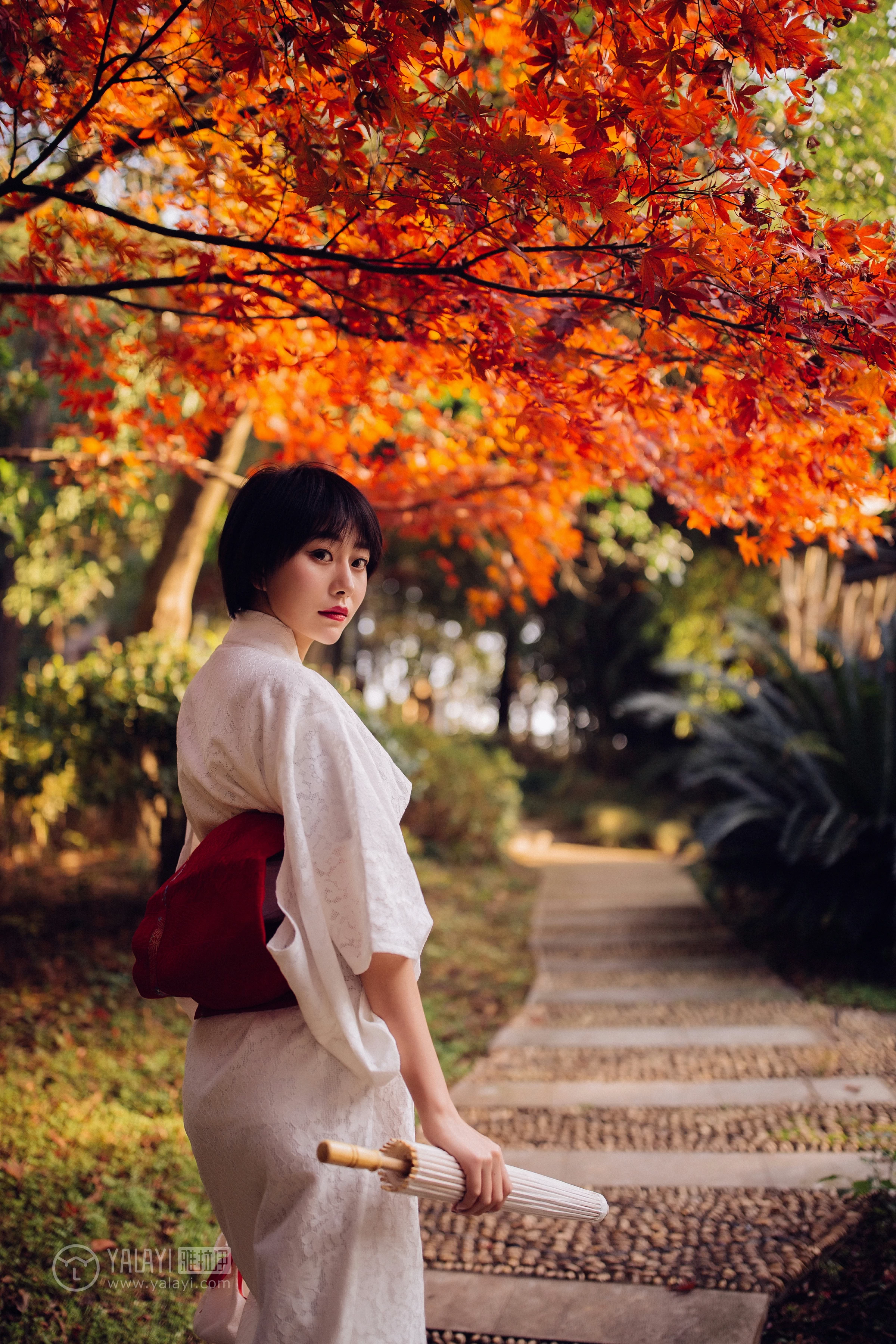 [YALAYI雅拉伊]NO.136 夕阳下的和风少女 静静 白色透视镂空和服性感私房写真集第7张