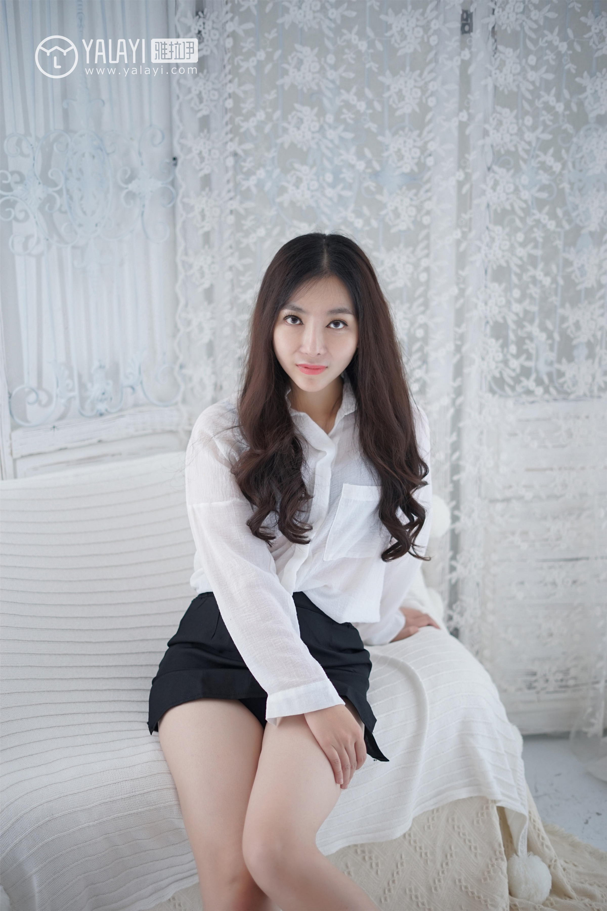[YALAYI雅拉伊]NO.012 韵味美腿丽人 沈紫云 白色透视衬衫加黑色短裙性感私房写真集第5张