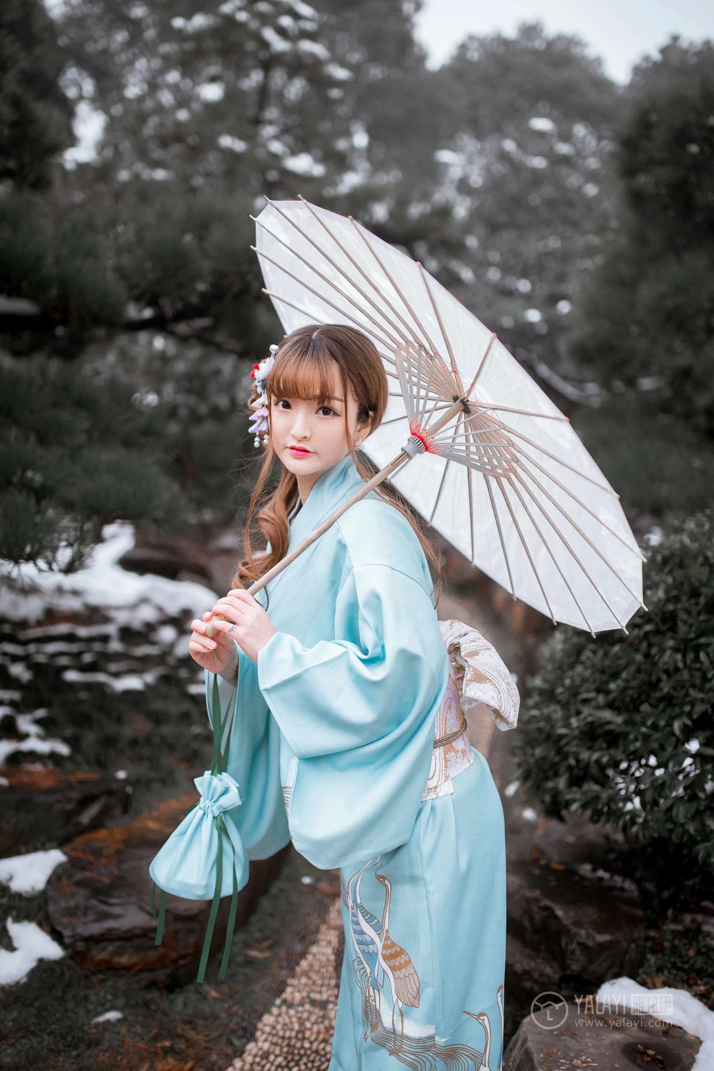 [YALAYI雅拉伊]No.192 赏雪 团团 淡蓝色和服性感私房写真集第7张