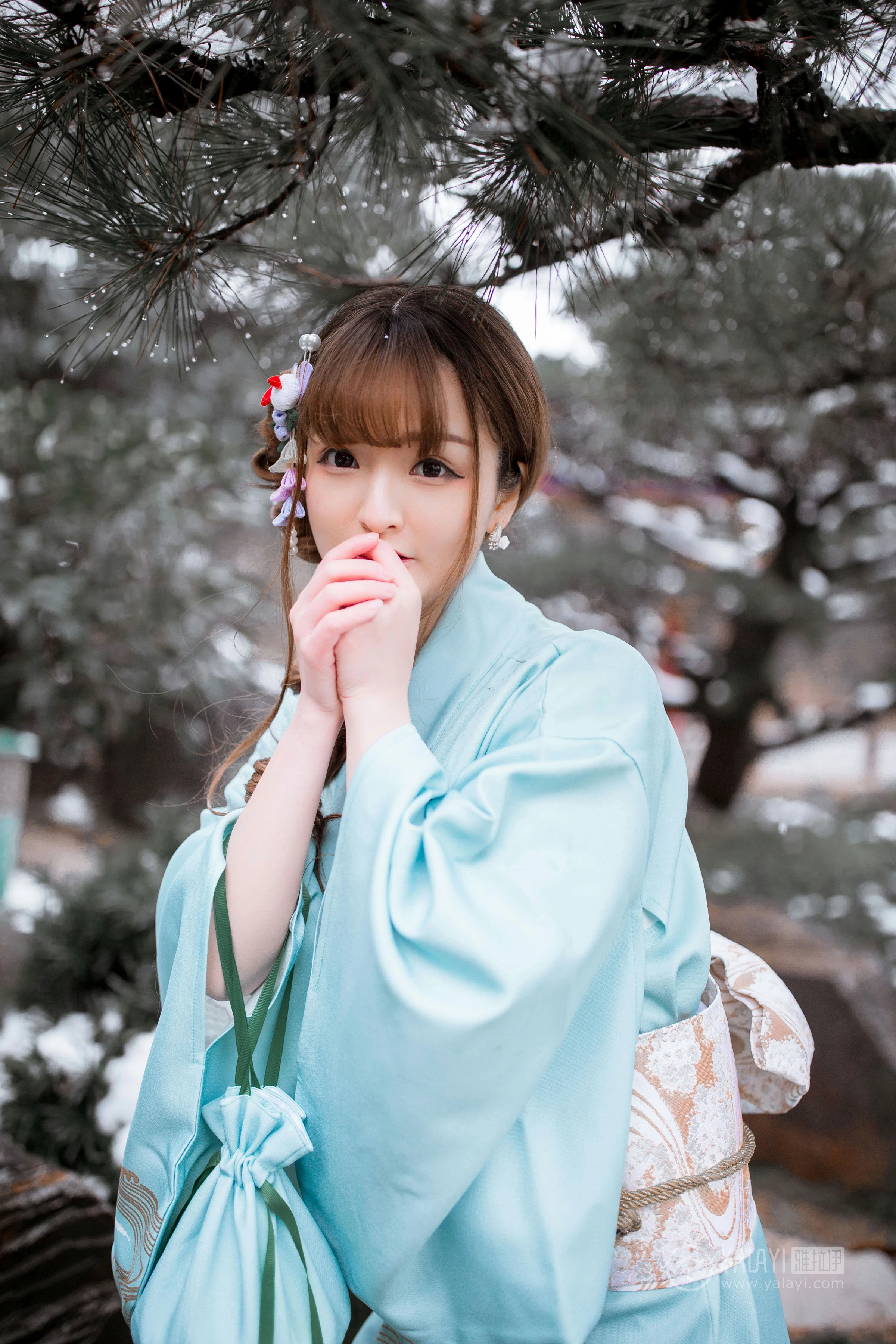 [YALAYI雅拉伊]No.192 赏雪 团团 淡蓝色和服性感私房写真集第14张