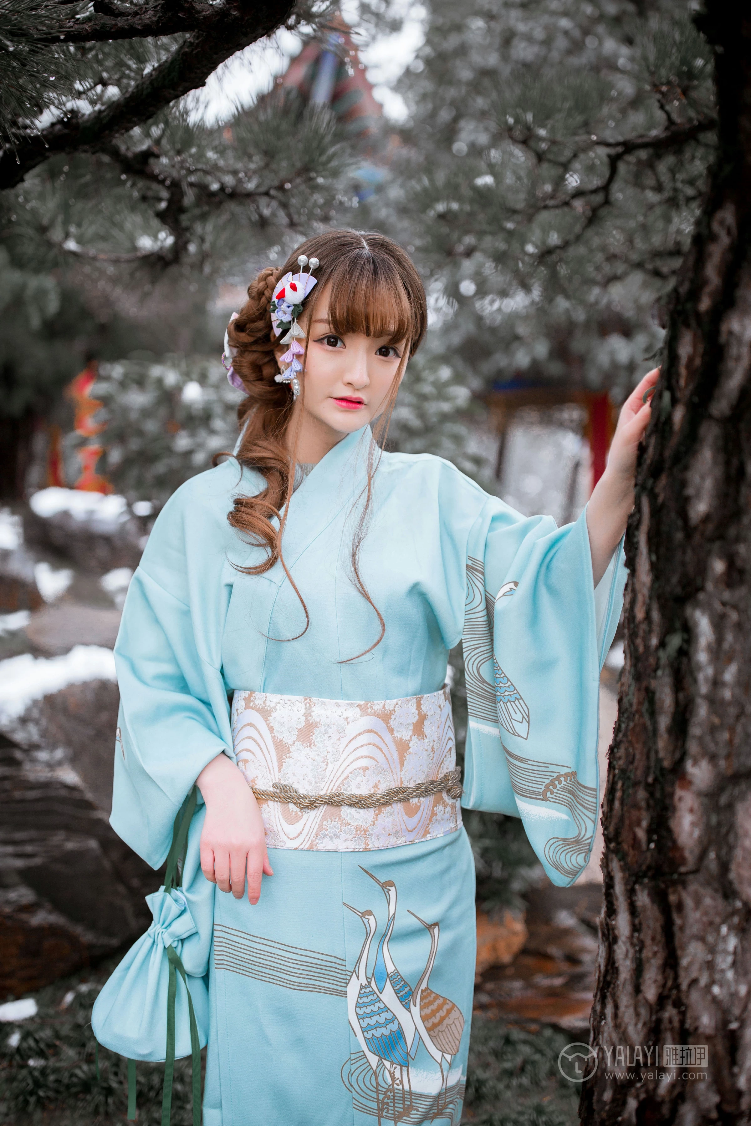 [YALAYI雅拉伊]No.192 赏雪 团团 淡蓝色和服性感私房写真集第14张