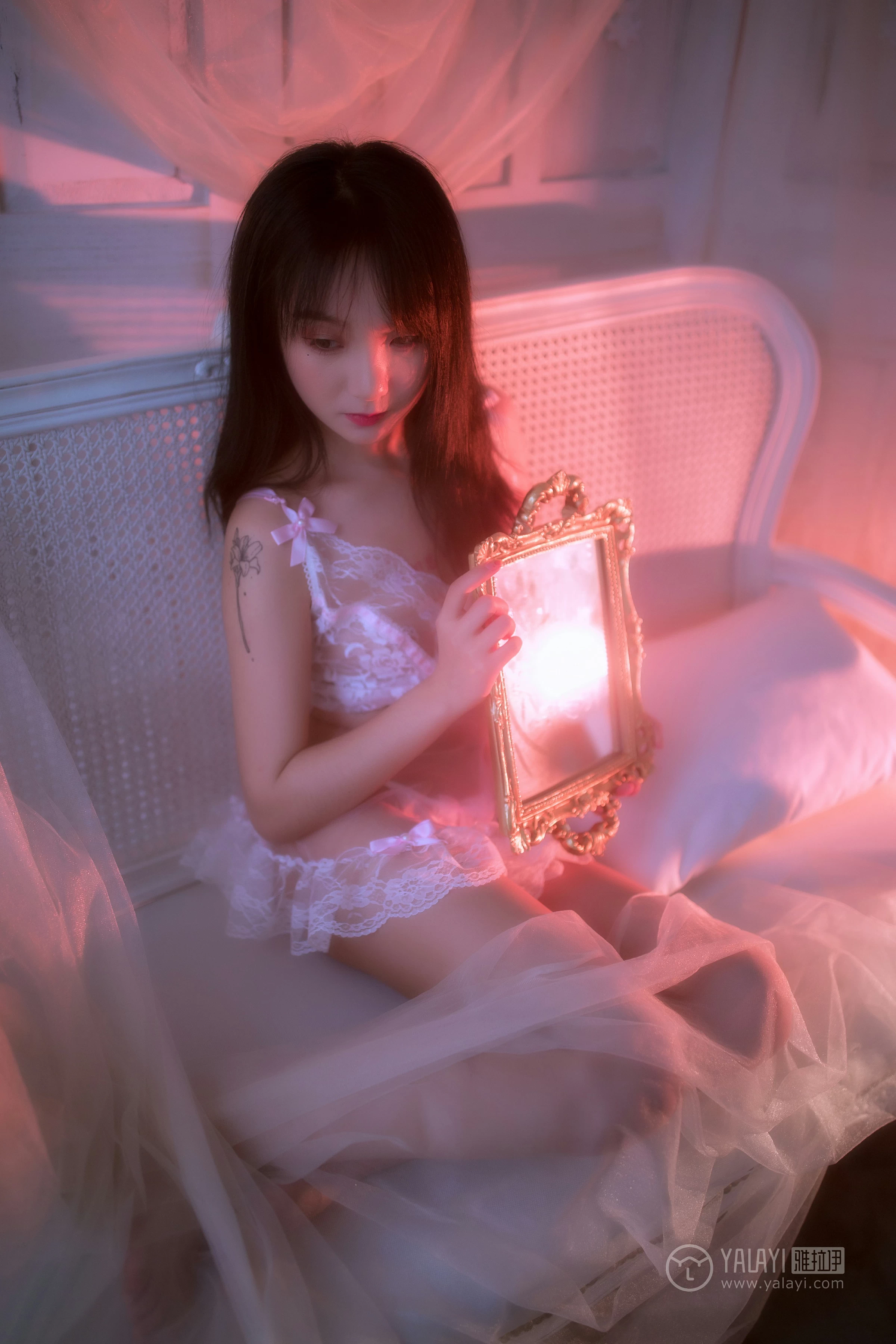 [YALAYI雅拉伊]No.195 相思夜 夏夏 白色透视情趣内衣性感私房写真集第4张