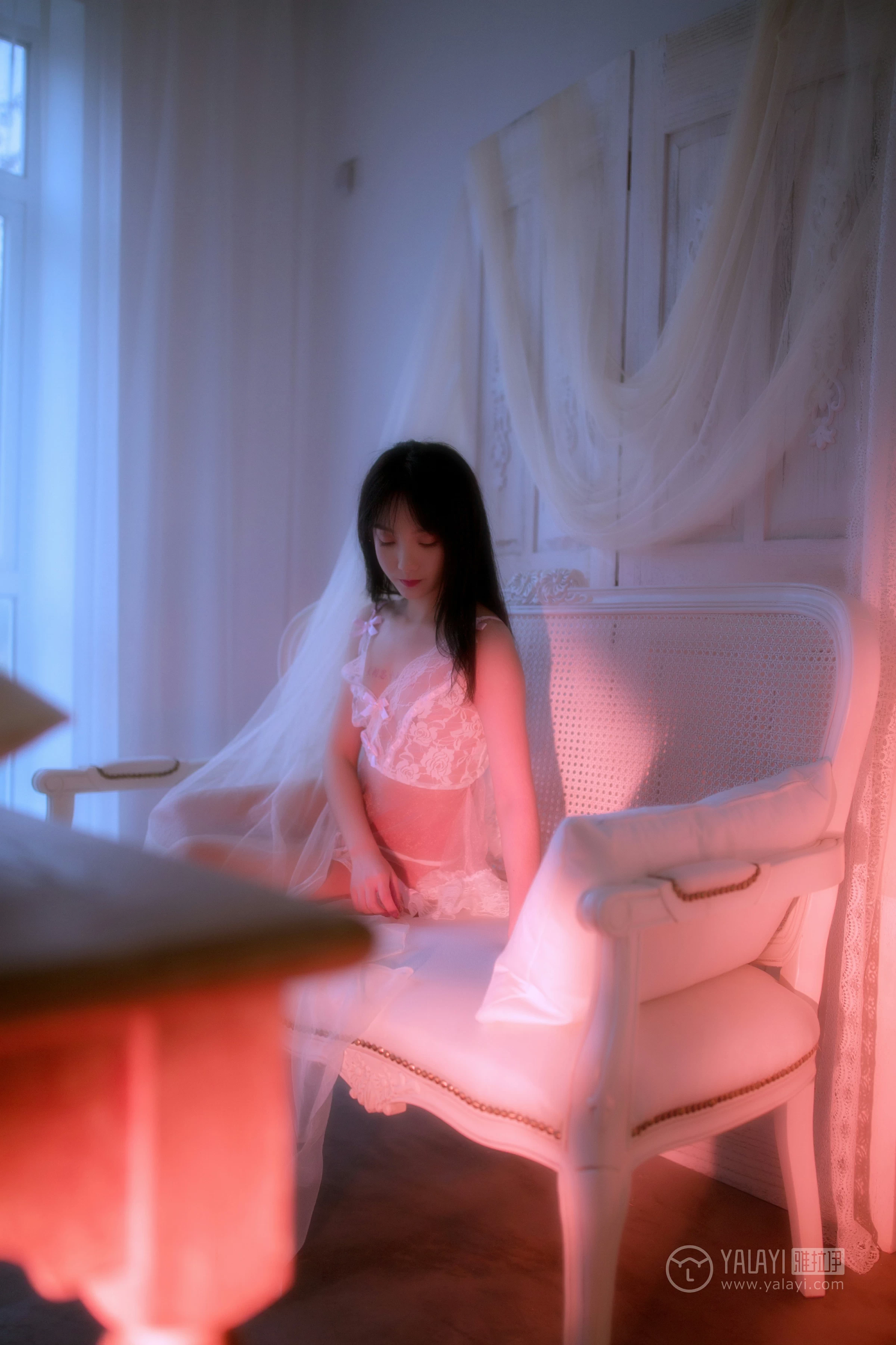 [YALAYI雅拉伊]No.195 相思夜 夏夏 白色透视情趣内衣性感私房写真集第7张