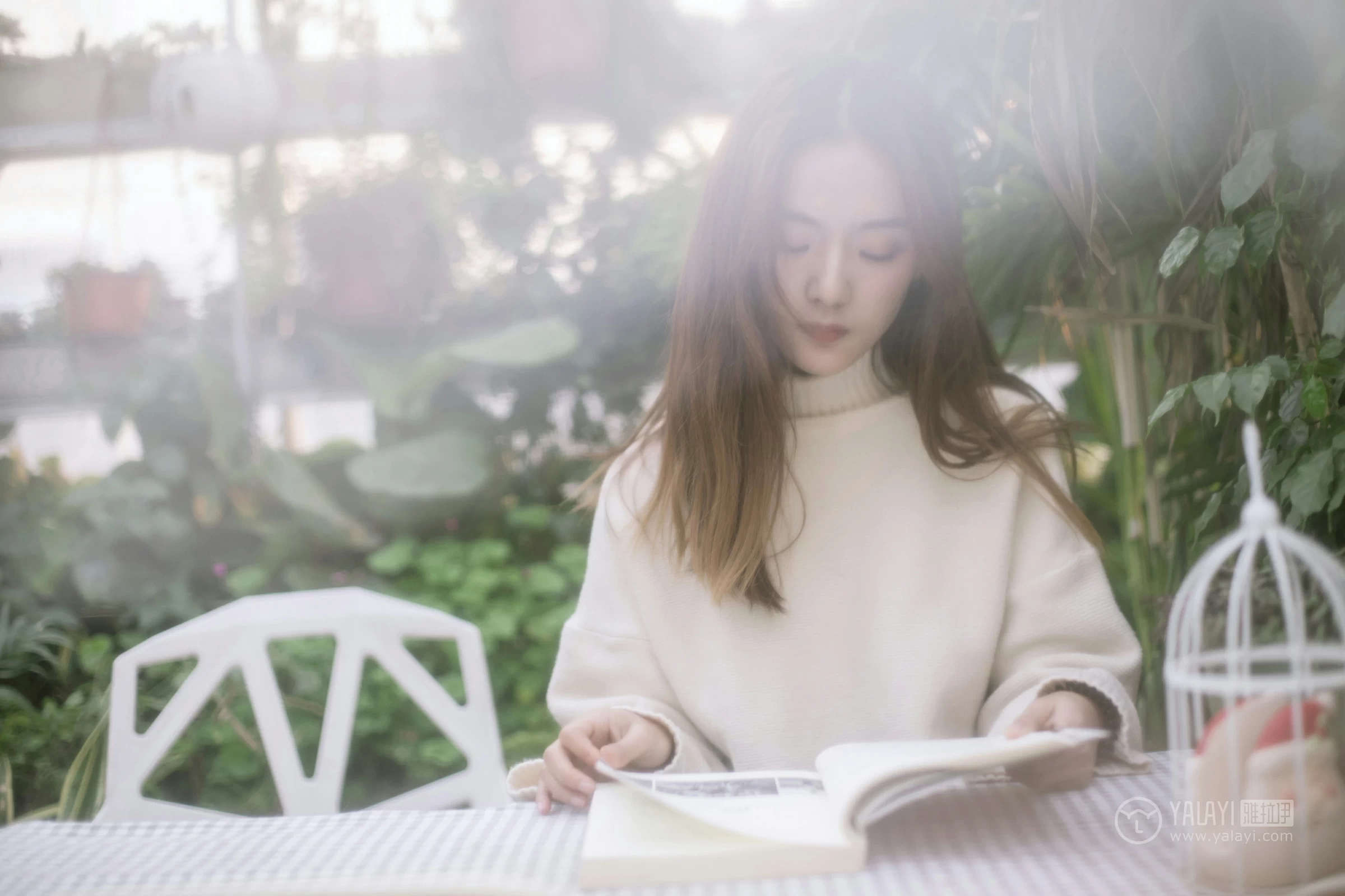 [YALAYI雅拉伊]No.209 温柔的你 白日梦 白色连身毛衣清新私房写真集第3张