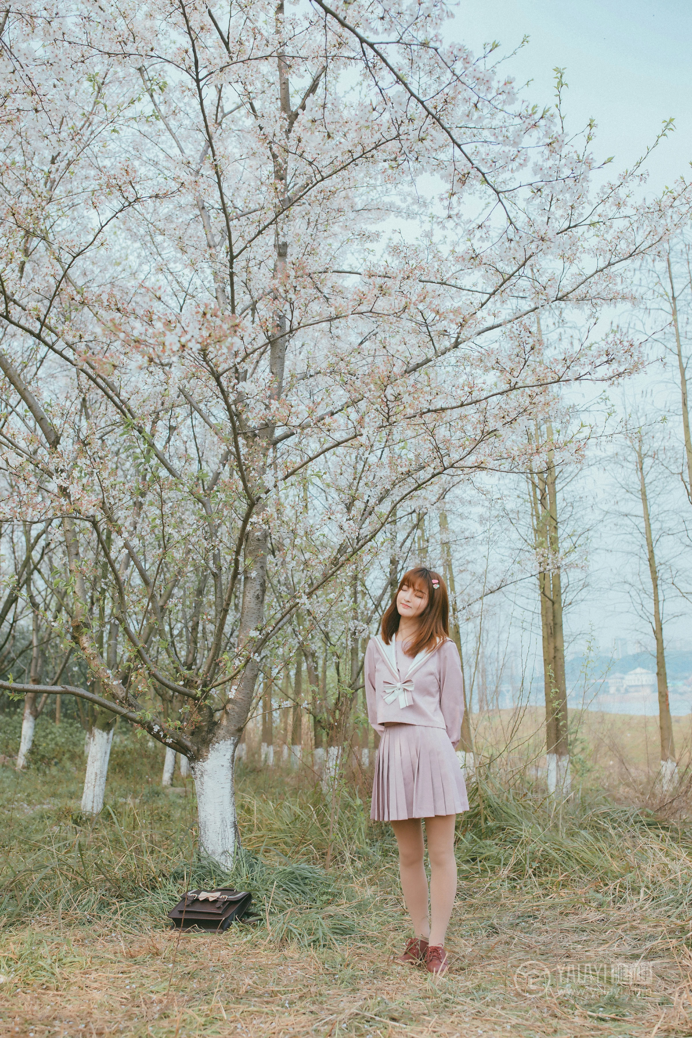 [YALAYI雅拉伊]No.246 樱花樱花想见你 团团 日本高中女生制服加肉色丝袜美腿性感私房写真集第3张