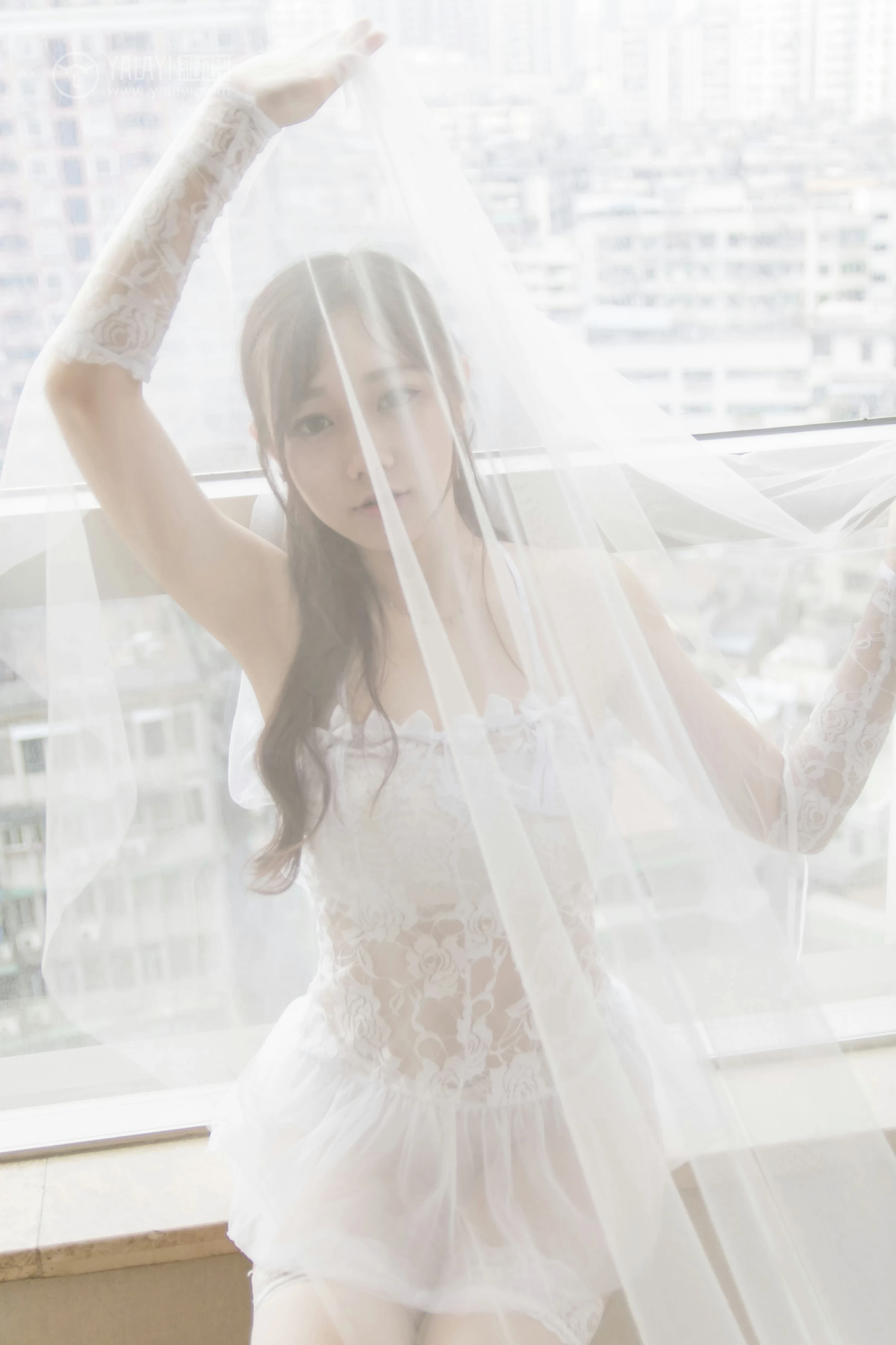 [YALAYI雅拉伊]No.258 卯兔夜夜 夜夜 白色透视情趣内衣加白色丝袜美腿性感私房写真集第1张