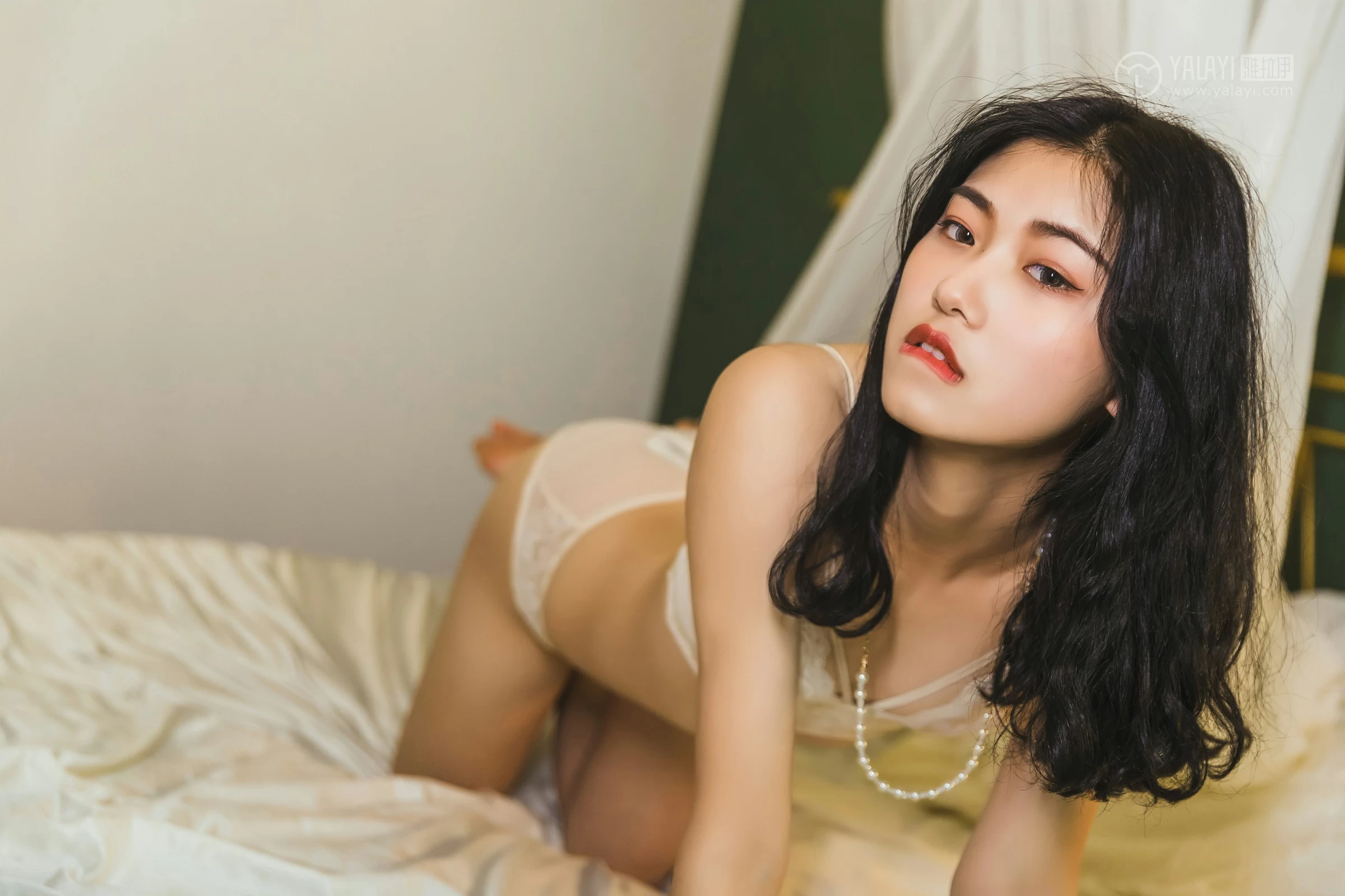 [YALAYI雅拉伊]No.306 我为卿狂 和风 白色蕾丝镂空内衣性感私房写真集第13张