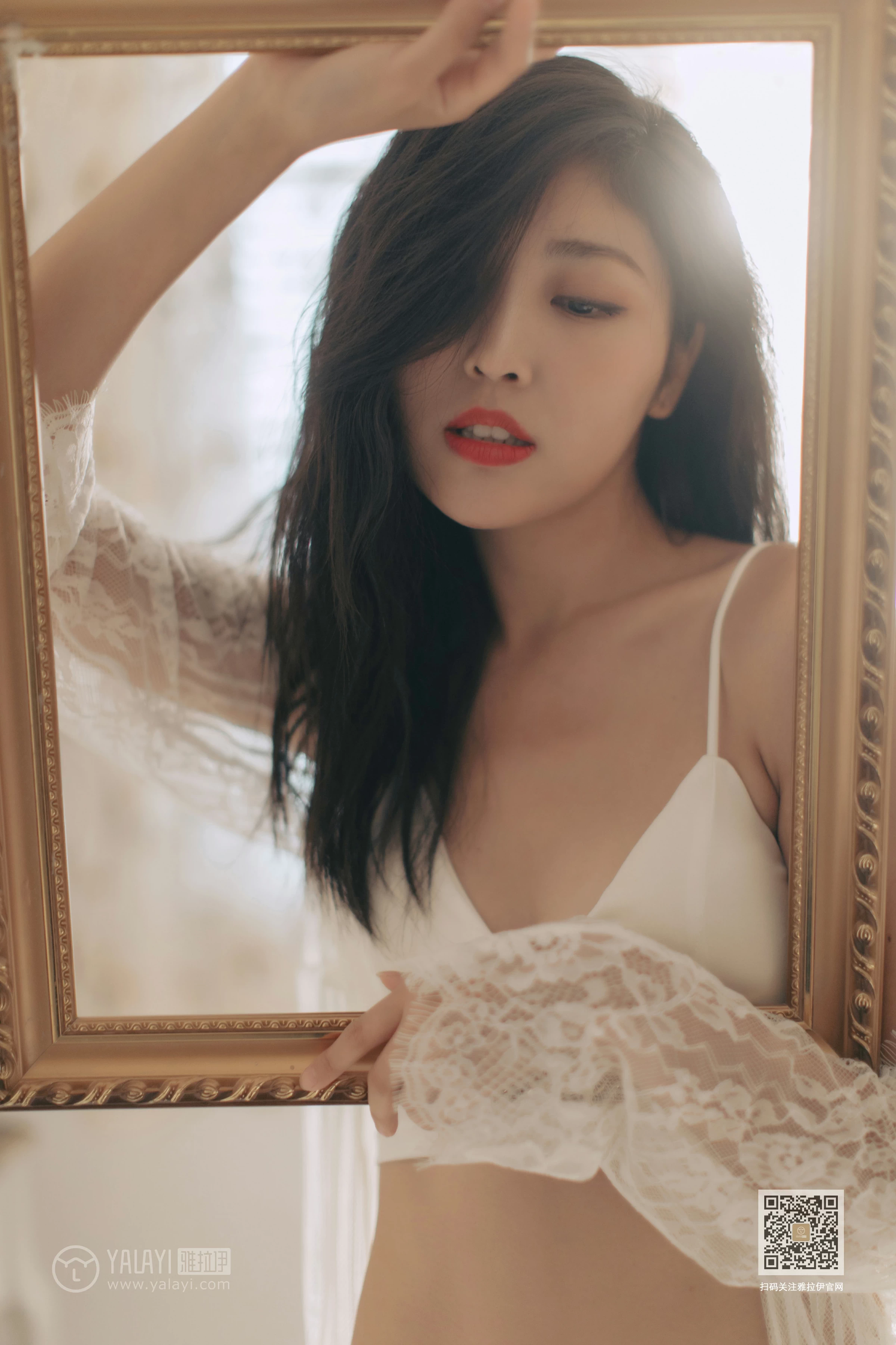 [YALAYI雅拉伊]Vol.423 好想告诉你 仓儿 白色透视镂空睡衣加白色内衣性感私房写真集第17张