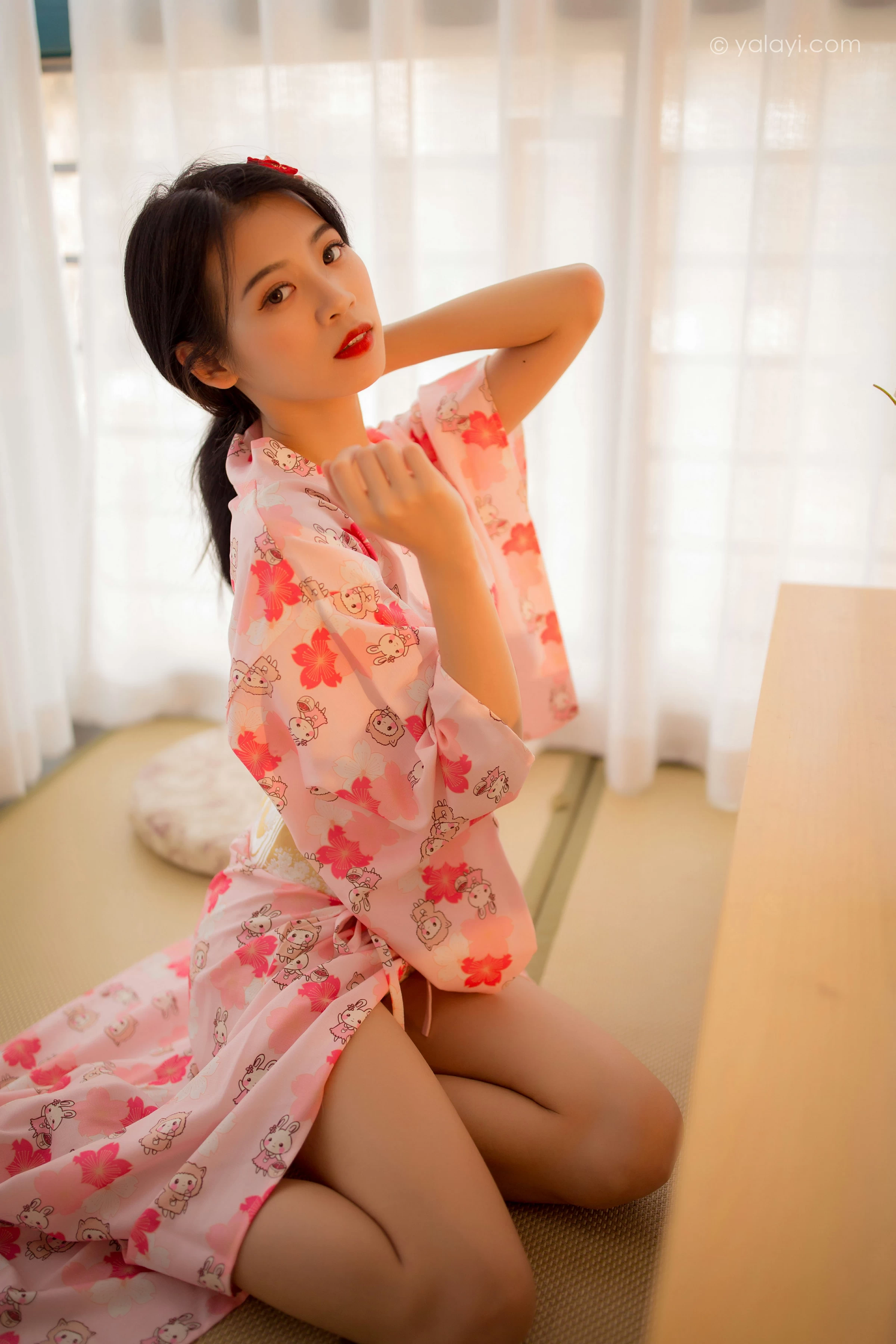 [YALAYI雅拉伊]NO.679 《花香自来》 丽雅 粉色和服居家性感私房写真集第4张