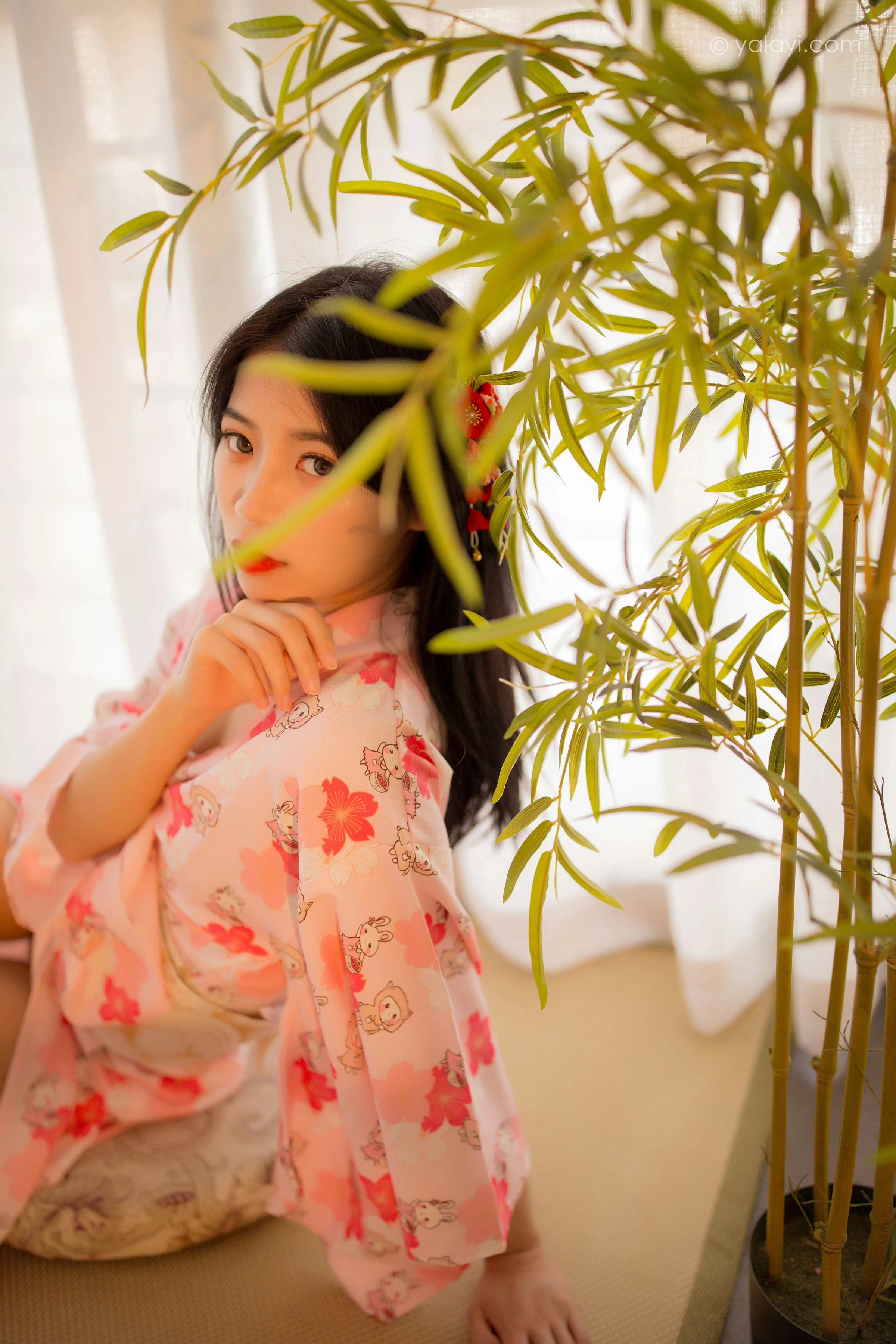 [YALAYI雅拉伊]NO.679 《花香自来》 丽雅 粉色和服居家性感私房写真集第9张