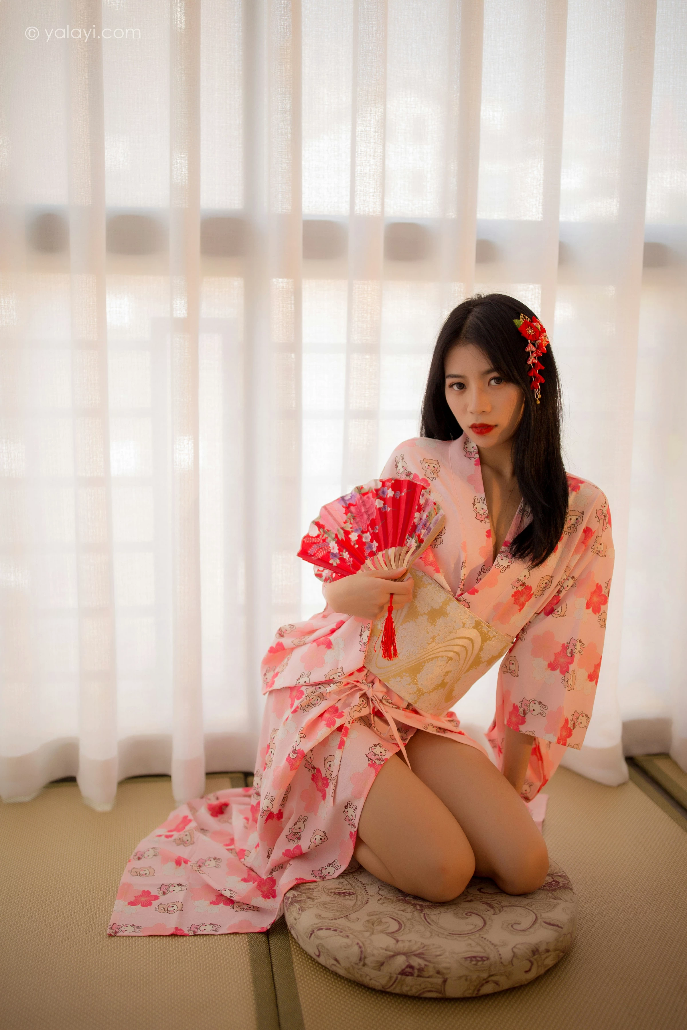 [YALAYI雅拉伊]NO.679 《花香自来》 丽雅 粉色和服居家性感私房写真集第8张