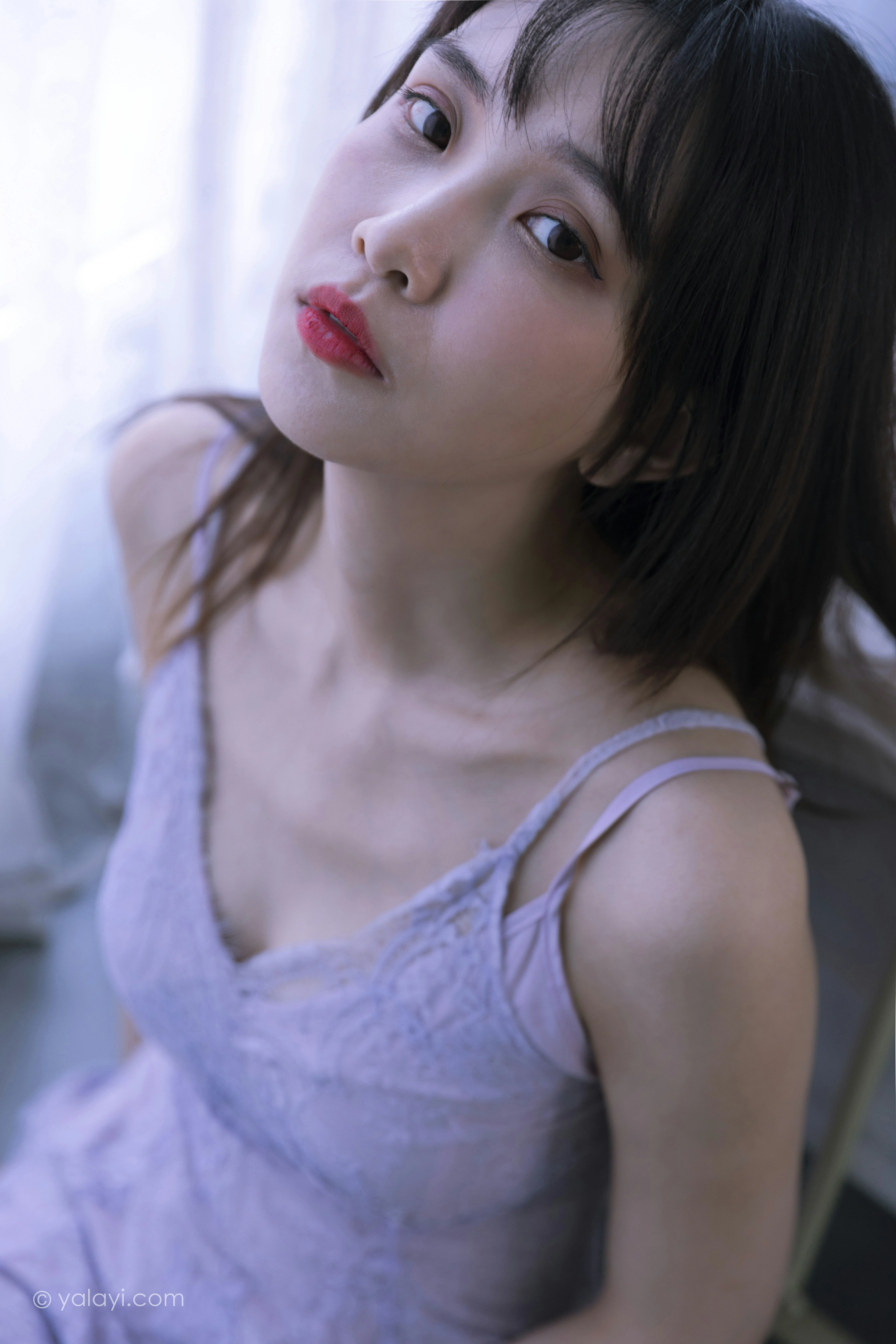 [YALAYI雅拉伊]NO.811 紫色的早晨 妍妍 白色透视蕾丝连衣裙居家私房写真集第13张
