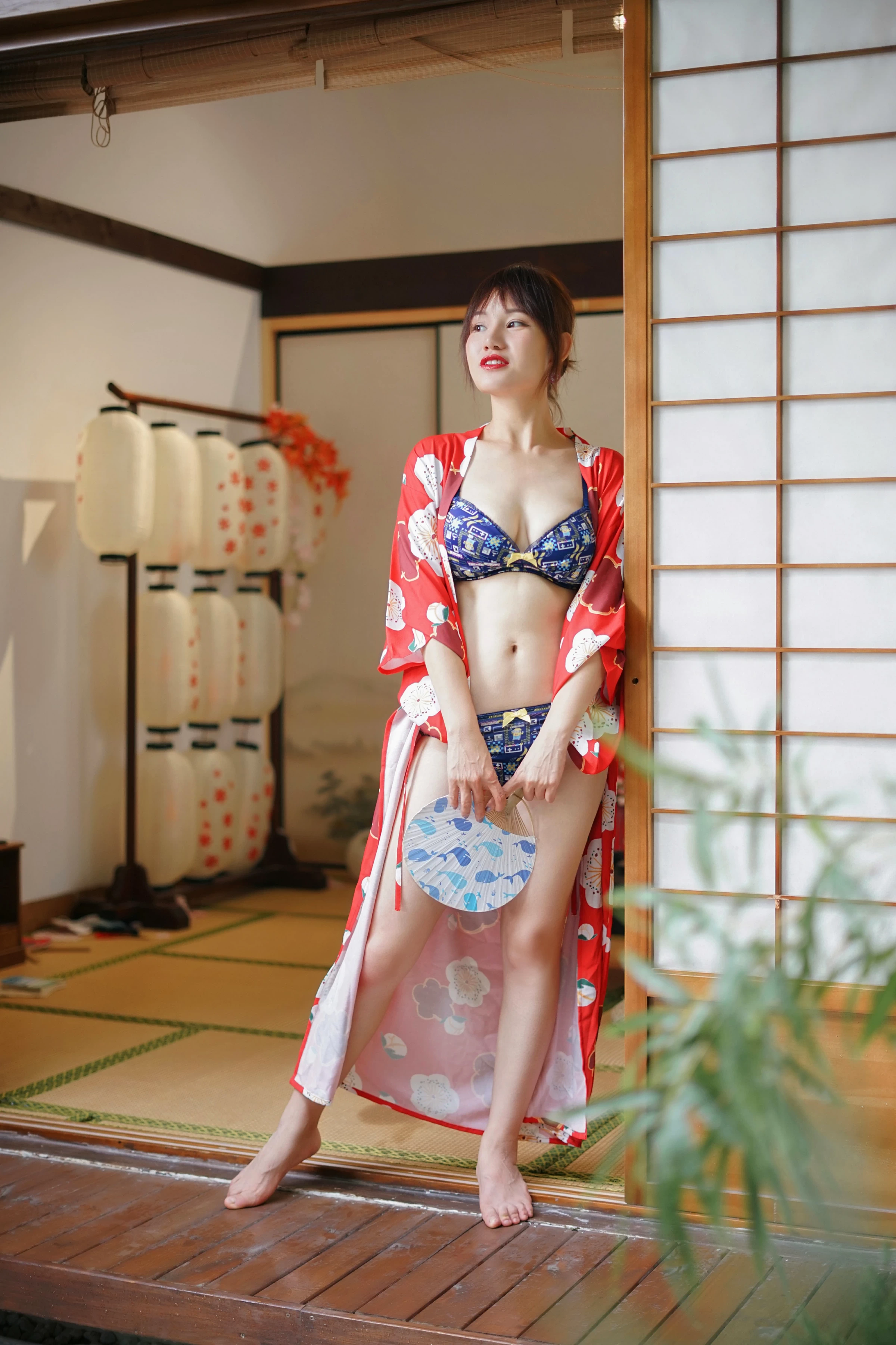 [YALAYI雅拉伊]NO.714 《自娱》 多香子 粉色和服加蓝色内衣性感私房写真集第11张