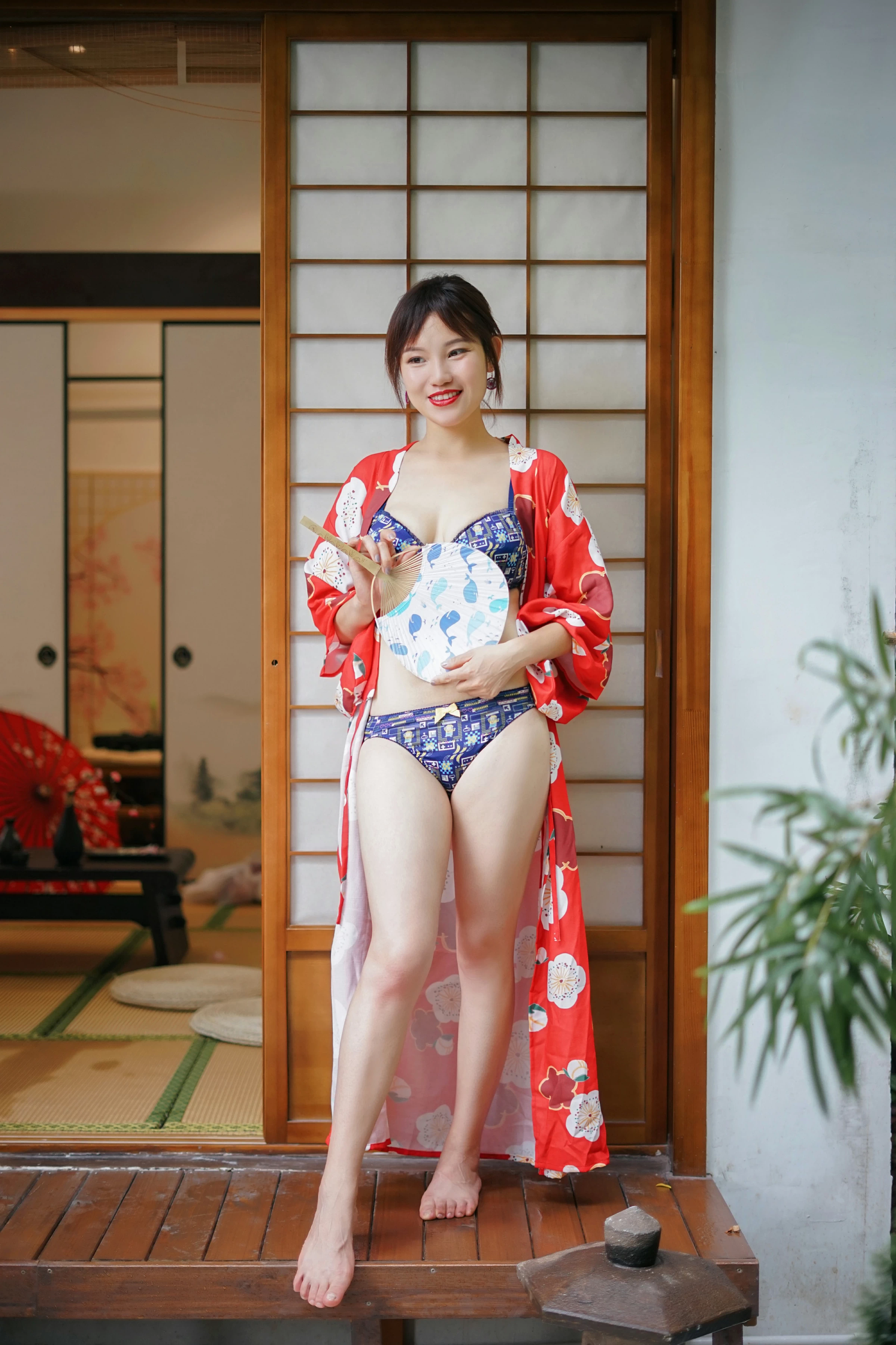 [YALAYI雅拉伊]NO.714 《自娱》 多香子 粉色和服加蓝色内衣性感私房写真集第11张