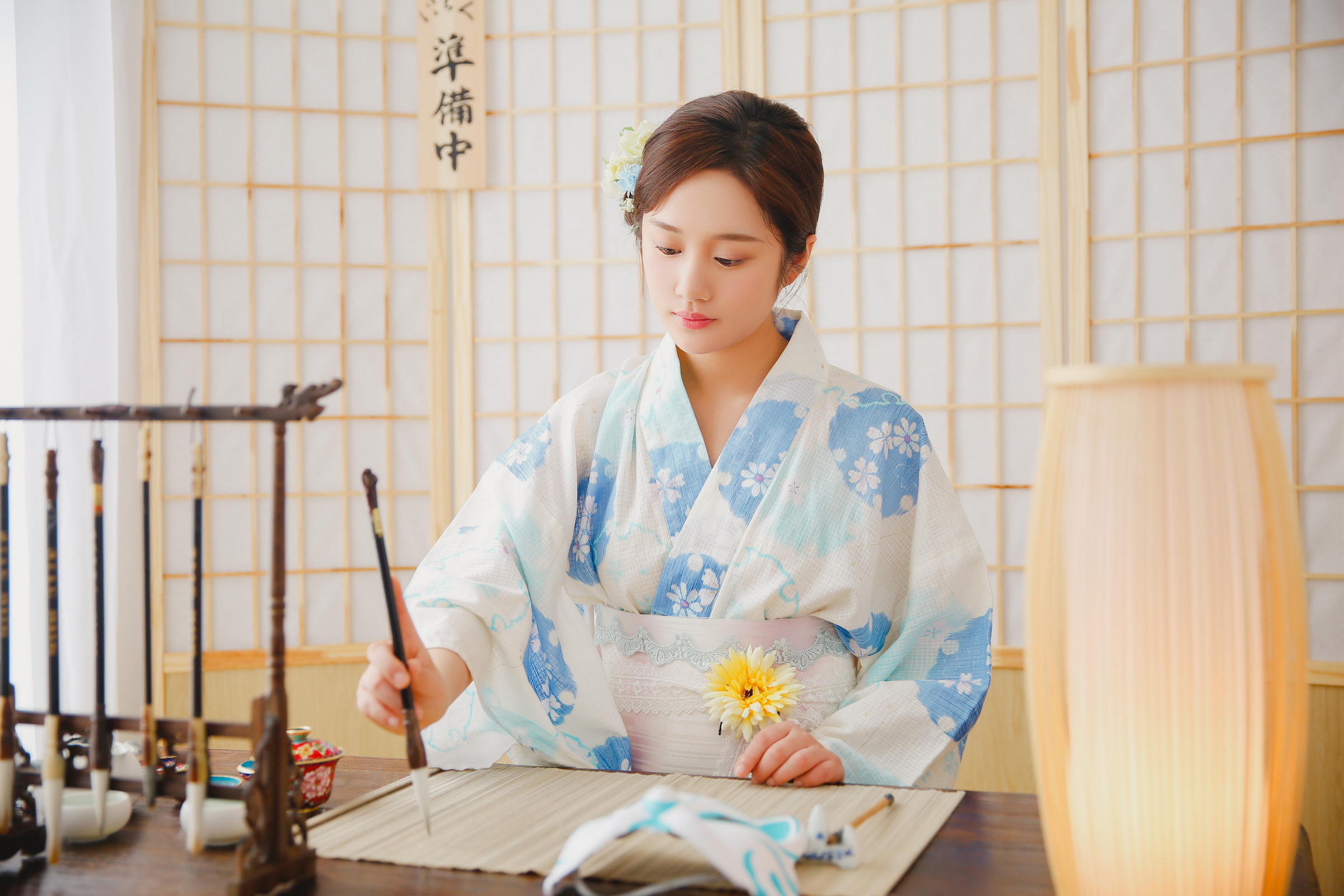 [YALAYI雅拉伊]2022.06.01 希望 清纯少女 白色和服与彩色短袖加牛仔短裤写真集第1张