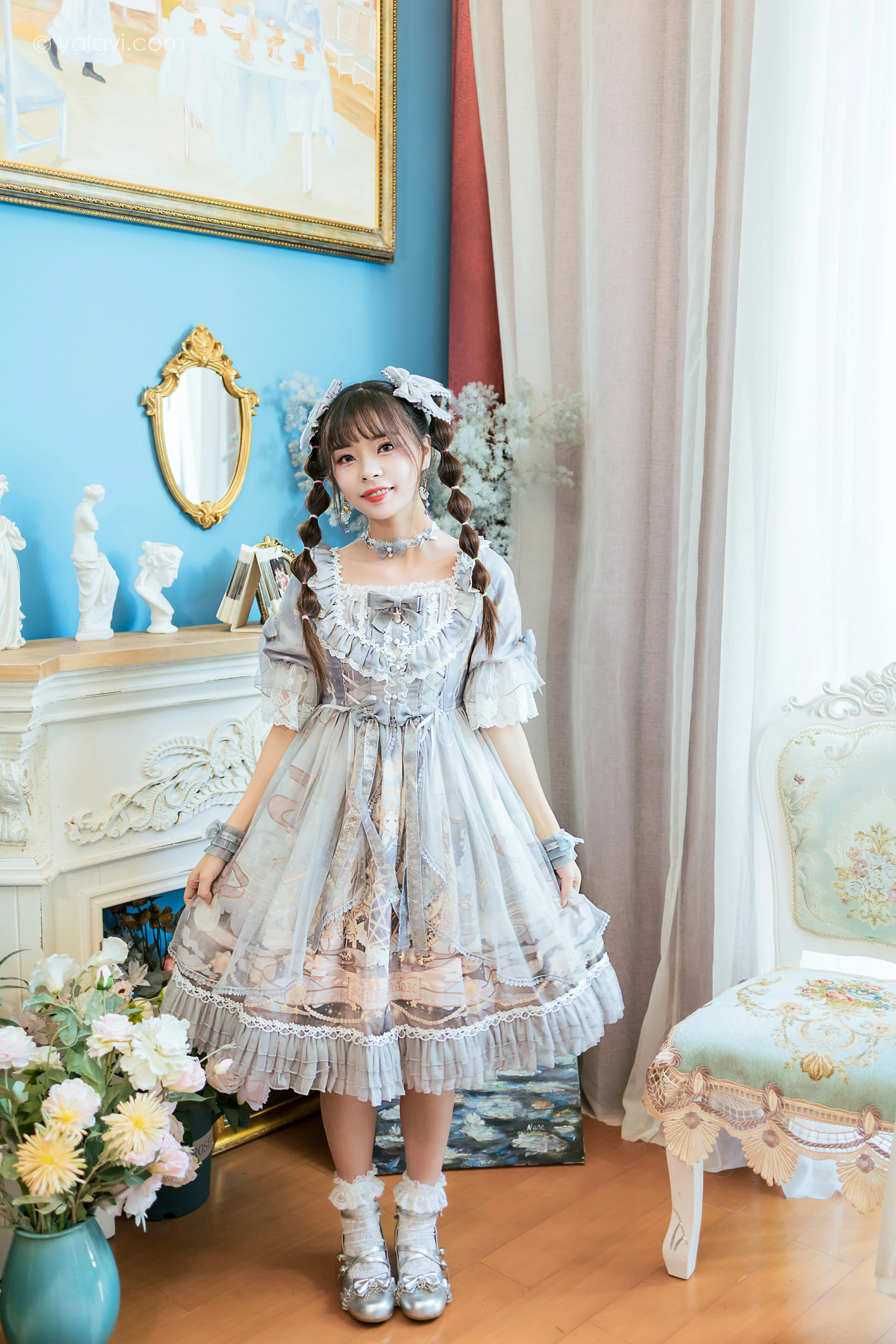 [YALAYI雅拉伊]NO.853 洛丽塔Lolita 程小蝶 淡蓝色连身制服裙清纯可爱私房写真集第1张