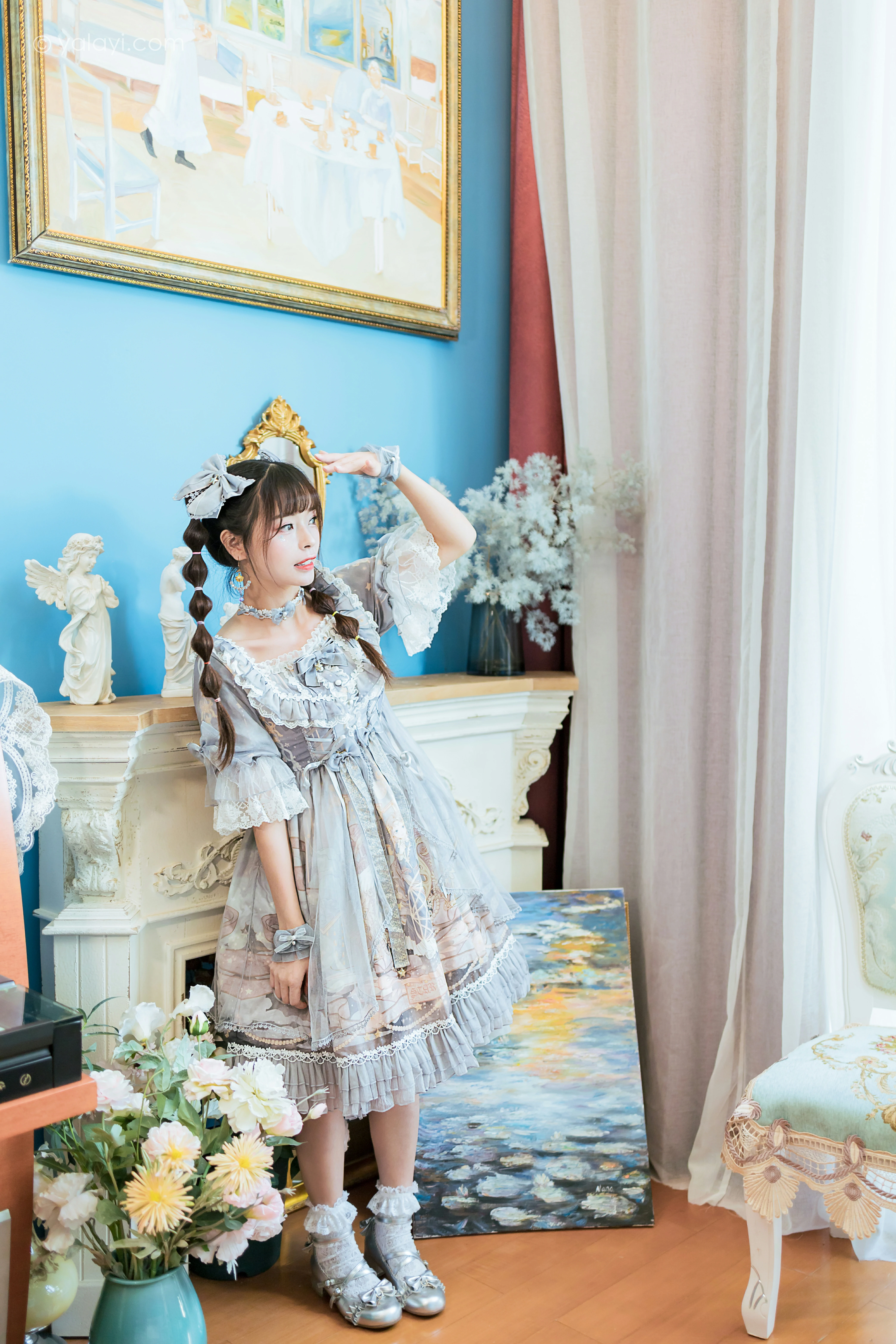 [YALAYI雅拉伊]NO.853 洛丽塔Lolita 程小蝶 淡蓝色连身制服裙清纯可爱私房写真集第2张