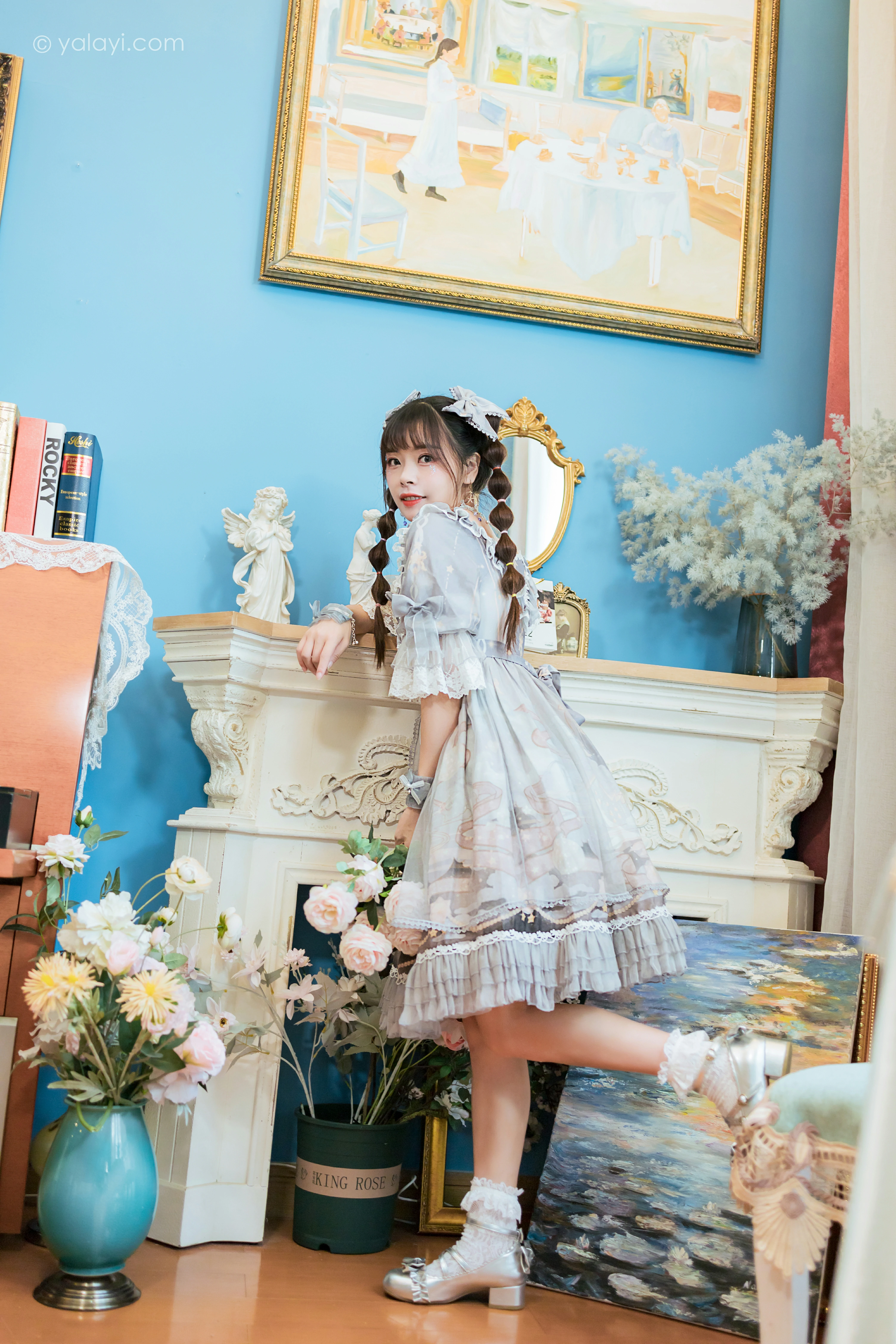 [YALAYI雅拉伊]NO.853 洛丽塔Lolita 程小蝶 淡蓝色连身制服裙清纯可爱私房写真集第12张