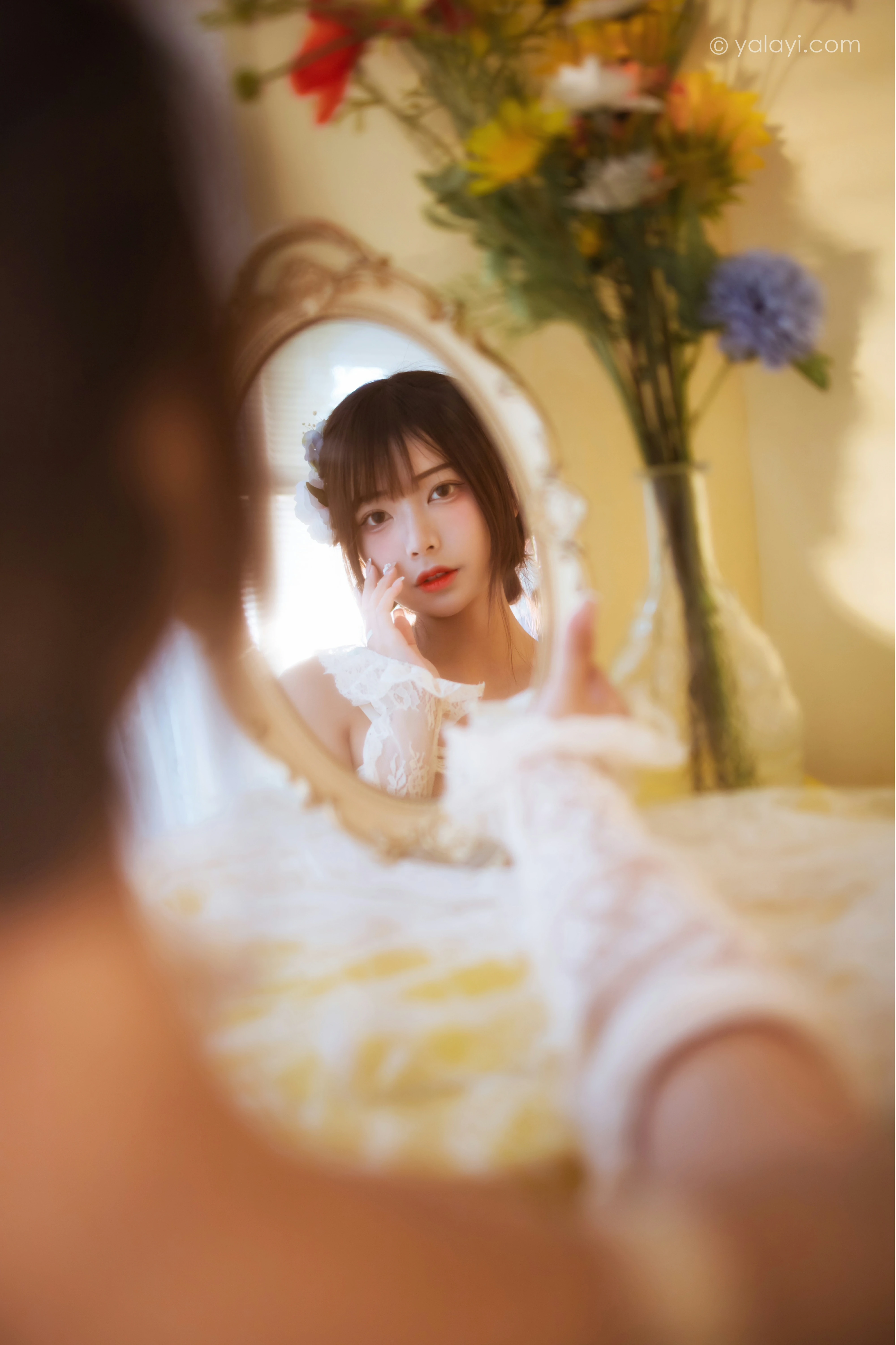 [YALAYI雅拉伊]NO.807 似梦初觉 阿禾 白色透视情趣连衣裙加蕾丝内衣性感私房写真集第14张