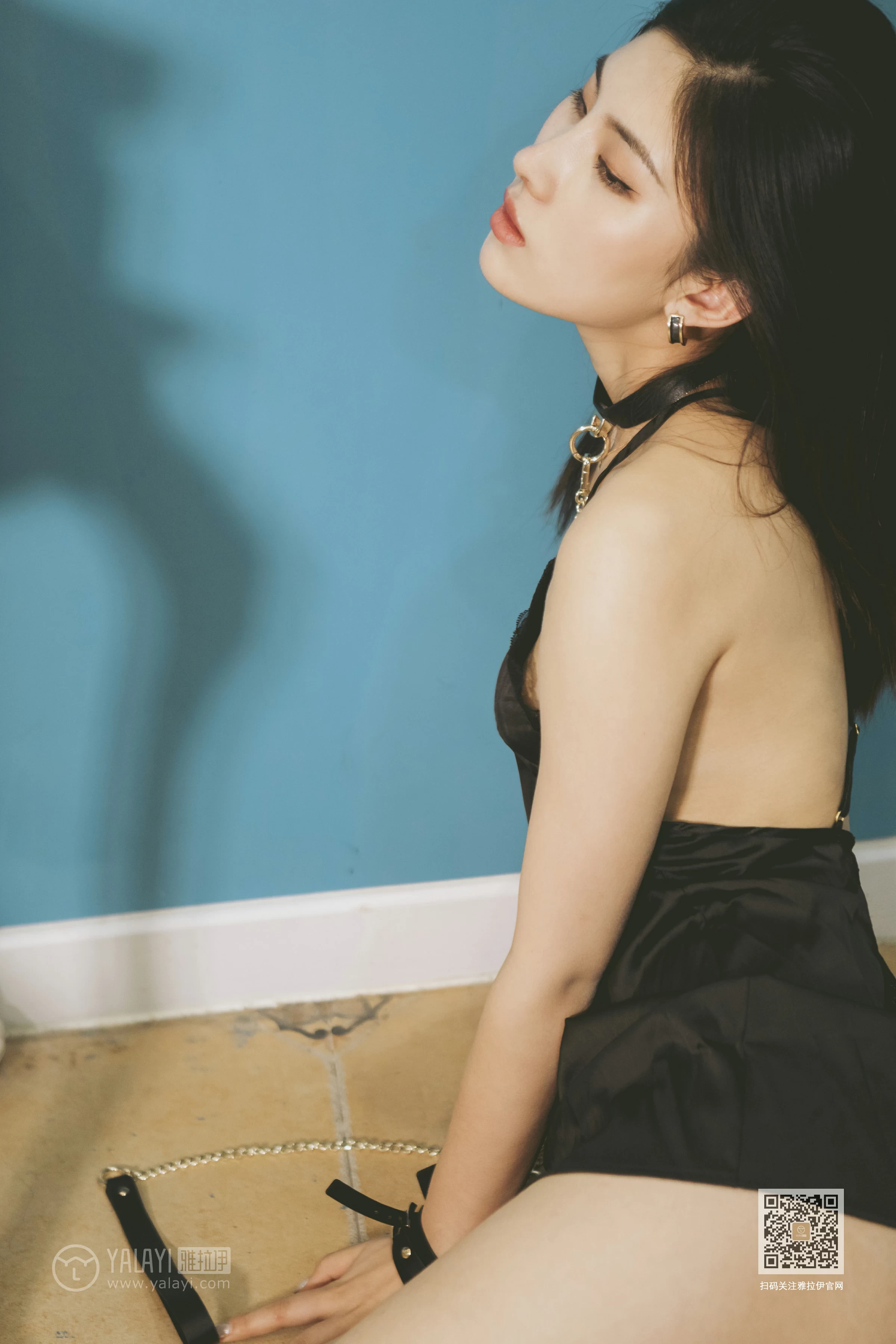 [YALAYI雅拉伊]Vol.534 禁忌之恋 羽嫣 黑色吊带蕾丝睡衣性感私房写真集第9张