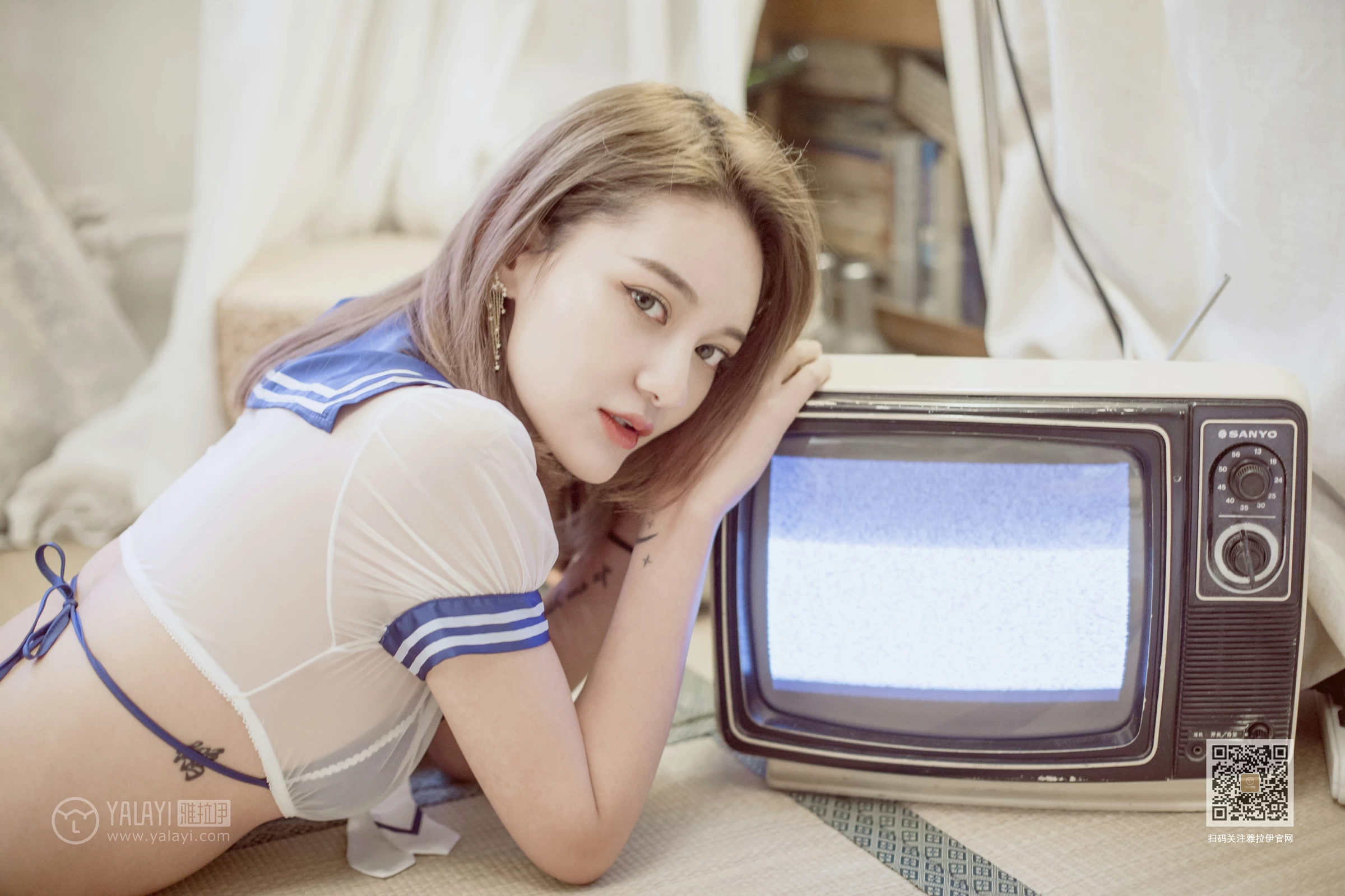 [YALAYI雅拉伊]Vol.538 回到那年 刘子炀 透视情趣高中女生制服加蓝色内衣性感私房写真集第11张