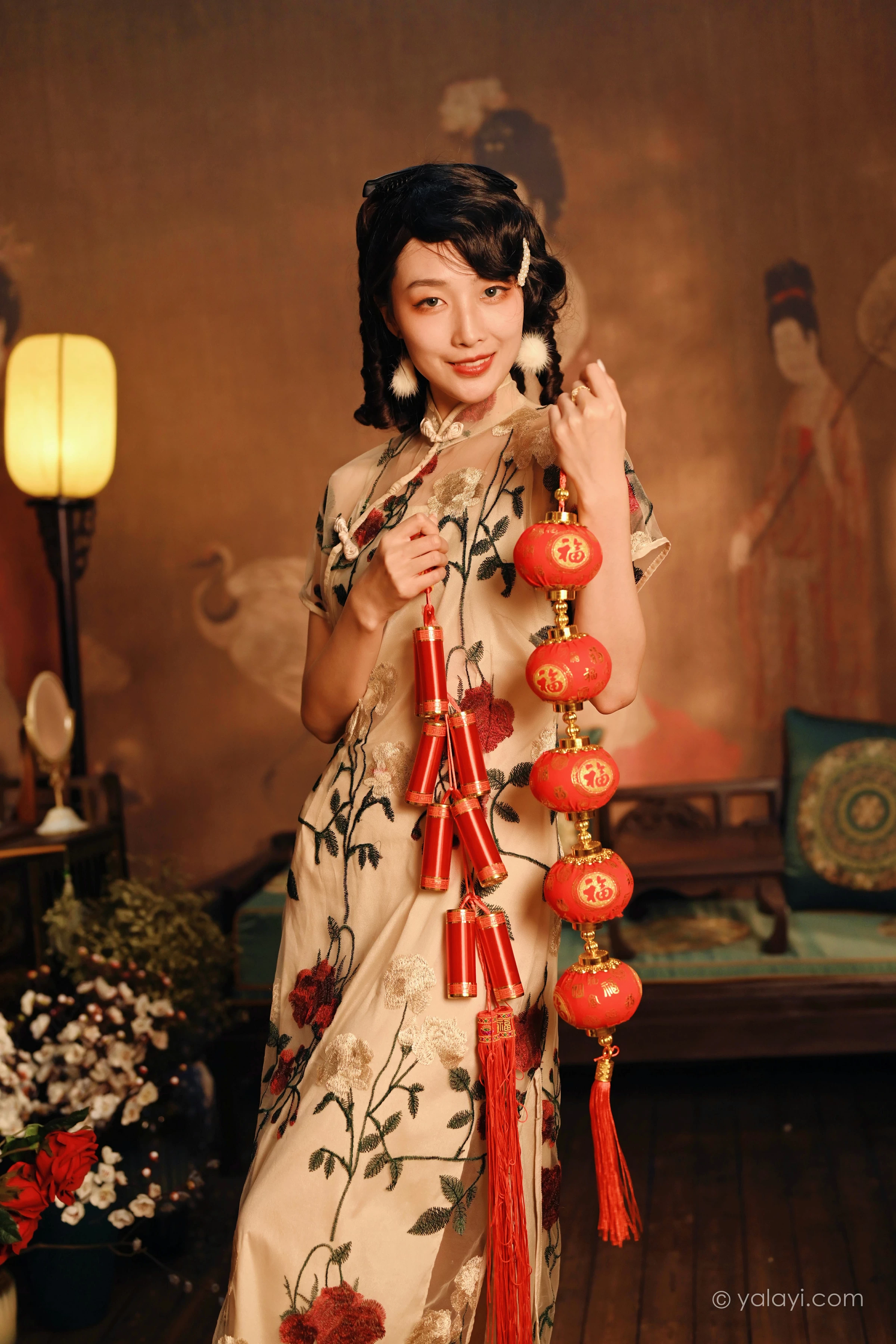 [YALAYI雅拉伊]2022.01.25 我在那里等你 佳佳 白色透视旗袍民国风写真集第11张