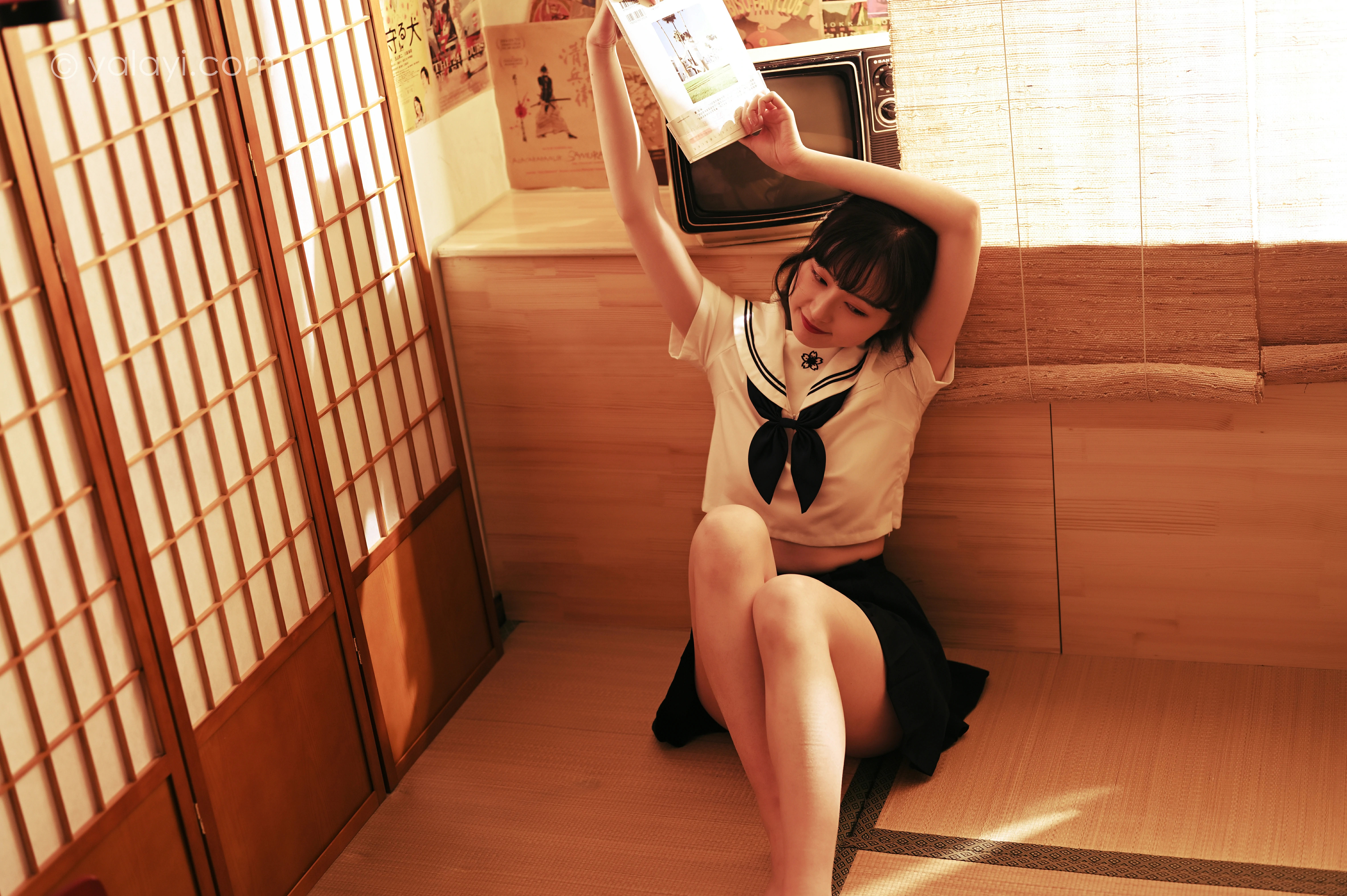 [YALAYI雅拉伊]NO.778 优等生JK 京京 白色水手制服加黑色短裙私房写真集第10张
